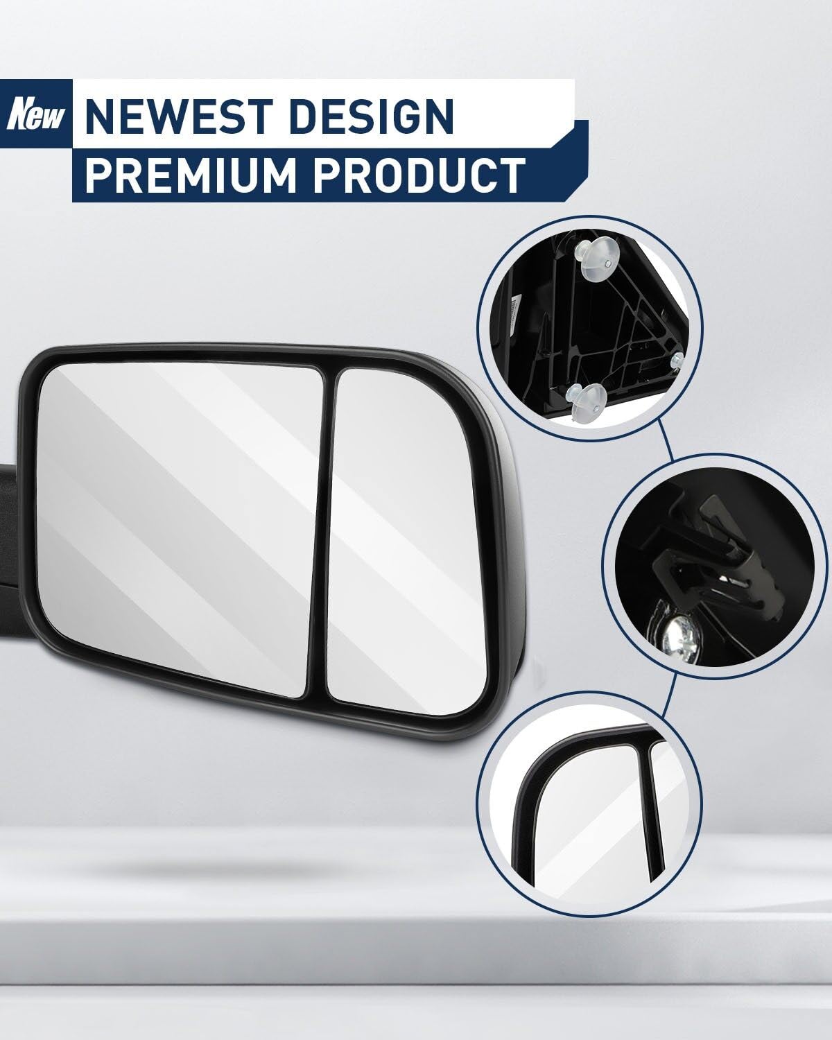 ECCPP Black Manual Towing Side View Mirrors Pair for 2009-2015 Dodge Ram Truck Pickup - Passenger & Driver Side Replacement - Perfect for Towing, Off-Roading & Enhanced Visibility