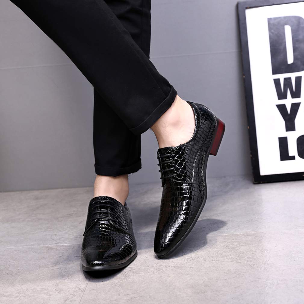 Premium Men's Oxford Dress Shoes - Genuine Alligator Patent Leather for Weddings, Prom & Formal Events - Comfortable & Stylish for Business & Casual Wear