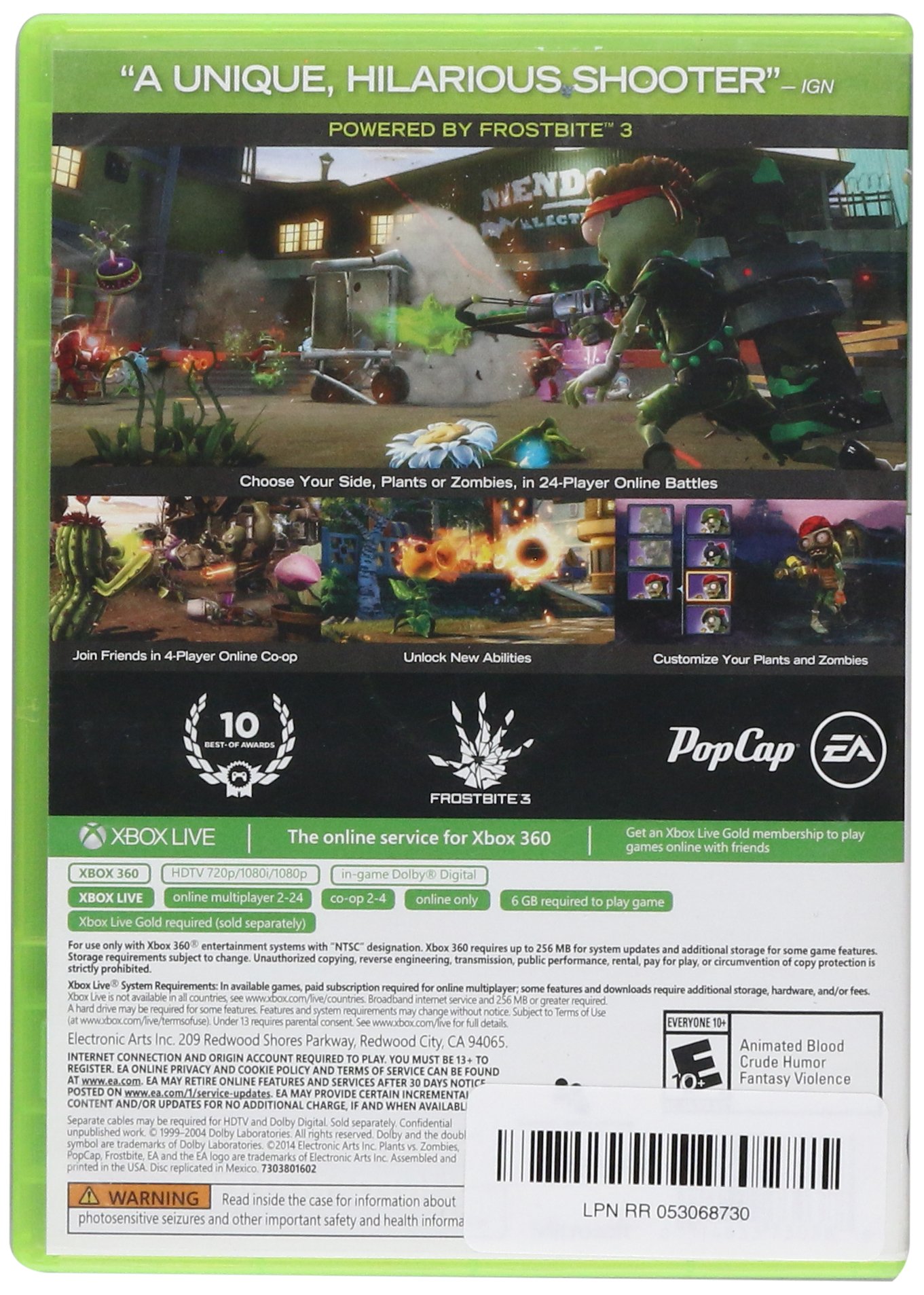 Plants vs Zombies Garden Warfare - Xbox 360 Game with Online Multiplayer | Battle Zombies in Your Garden | Perfect for Family Game Nights & Competitive Play
