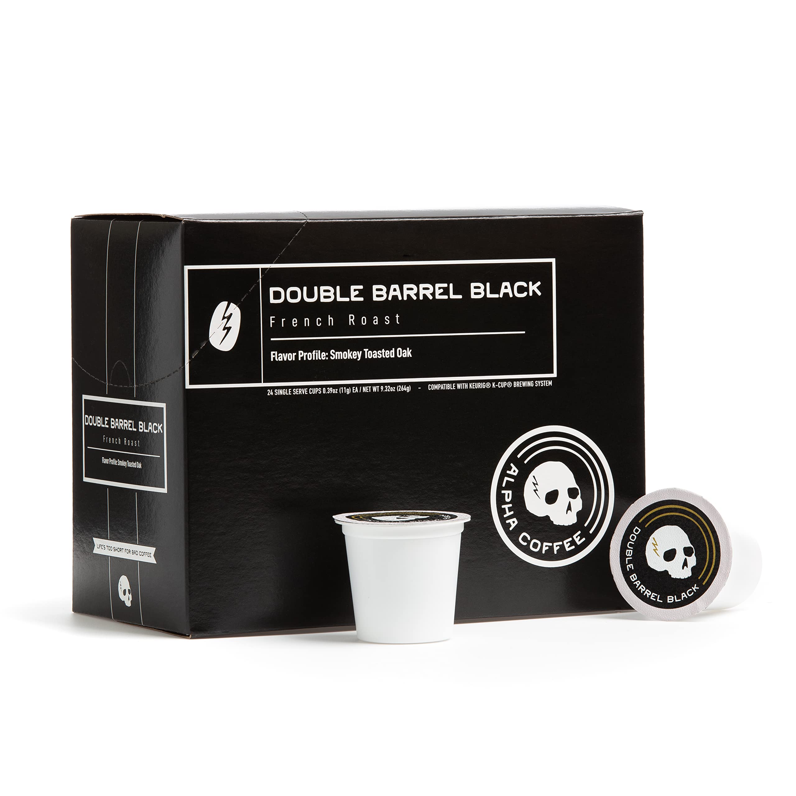 Alpha Coffee – Double Barrel Black Midnight Blend - 24 Count Coffee Pods | Premium Gourmet Dark French Roast | 100% Arabica Beans | Veteran Owned Small Batch Roasted | Perfect for Morning Boost, Office Break & Camping Trips (Pack of 2)