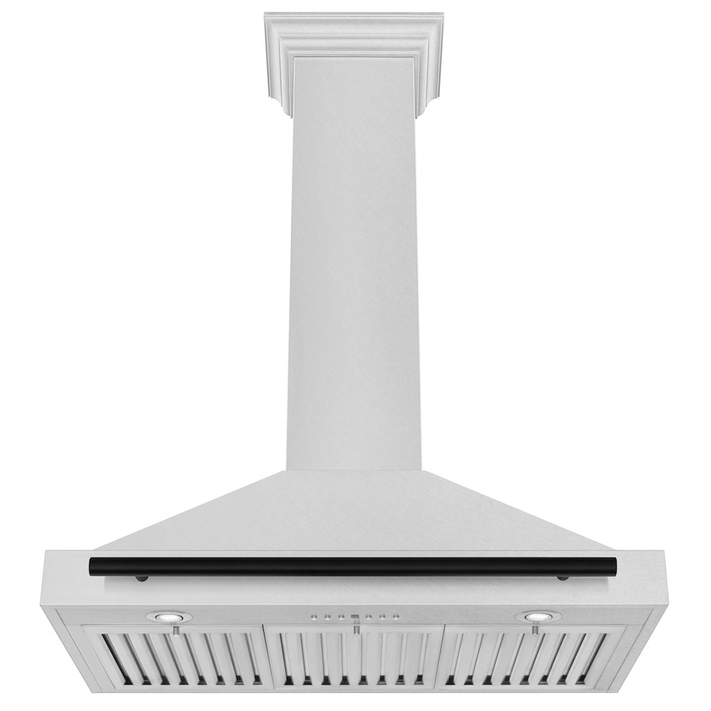 ZLINE KB4SNZ 30 MB 30-Inch Convertible Wall Mount Range Hood - Satin Stainless Steel with Matte Black Handle | Autograph Edition | Perfect for Modern Kitchens & Open-Concept Homes