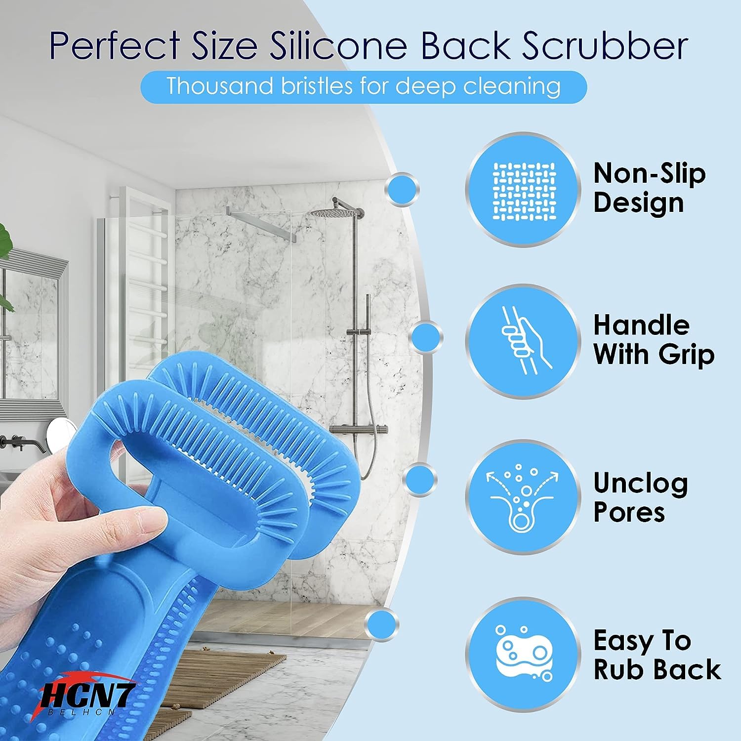 Premium Silicone Body Scrubber & Exfoliating Loofah - Soft-Tip Bath Brush for Back, Legs & Full Body - Gentle Shower Sponge for Smooth Skin | Perfect for Home Spa, Travel & Daily Skincare Routine