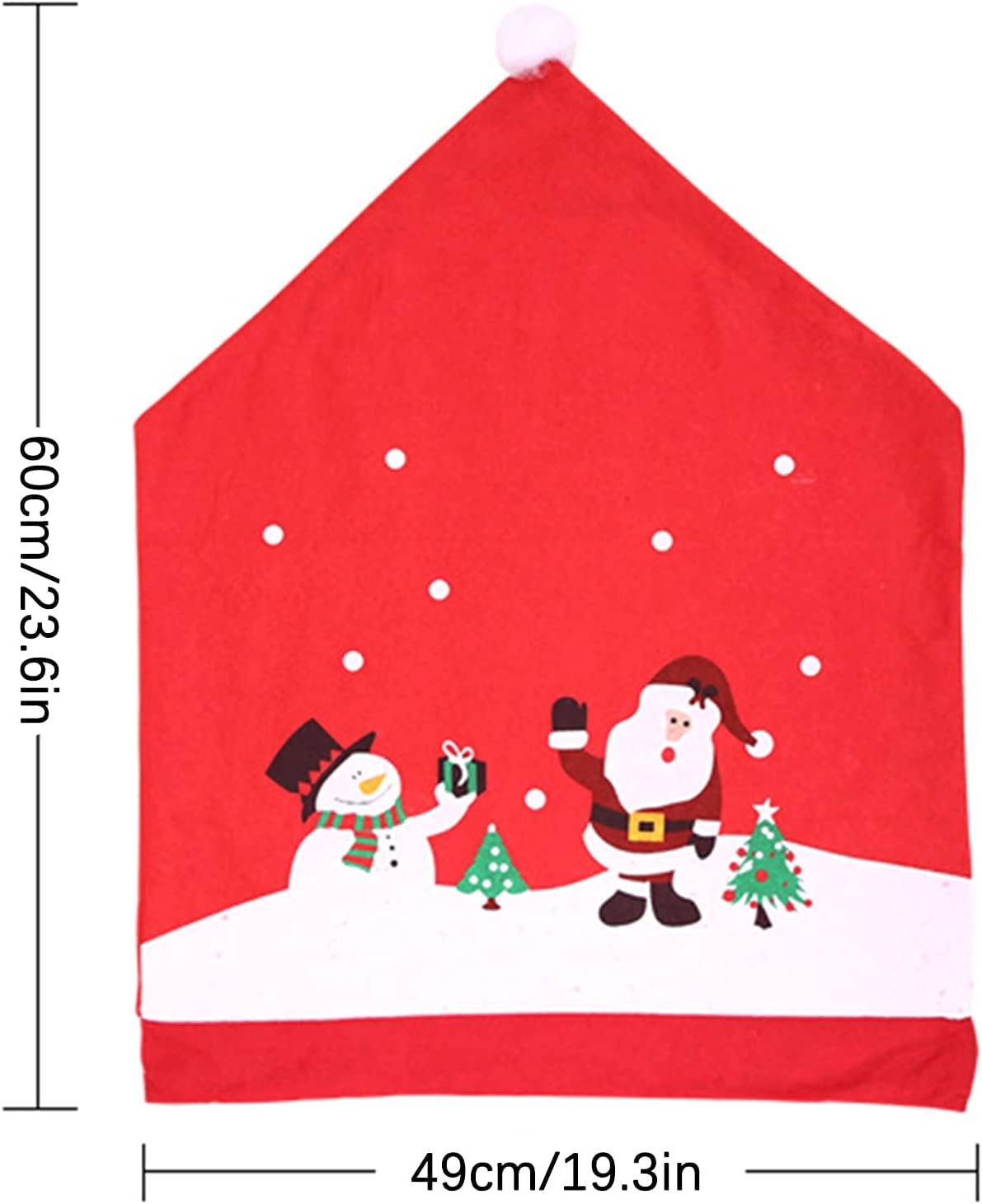 6 PCS Santa Claus Hat Chair Covers - Christmas Chair Back Covers for Dining Table Decor, Red Santa Hat Slipcovers for Xmas Party, Holiday Dinner & Home Decoration