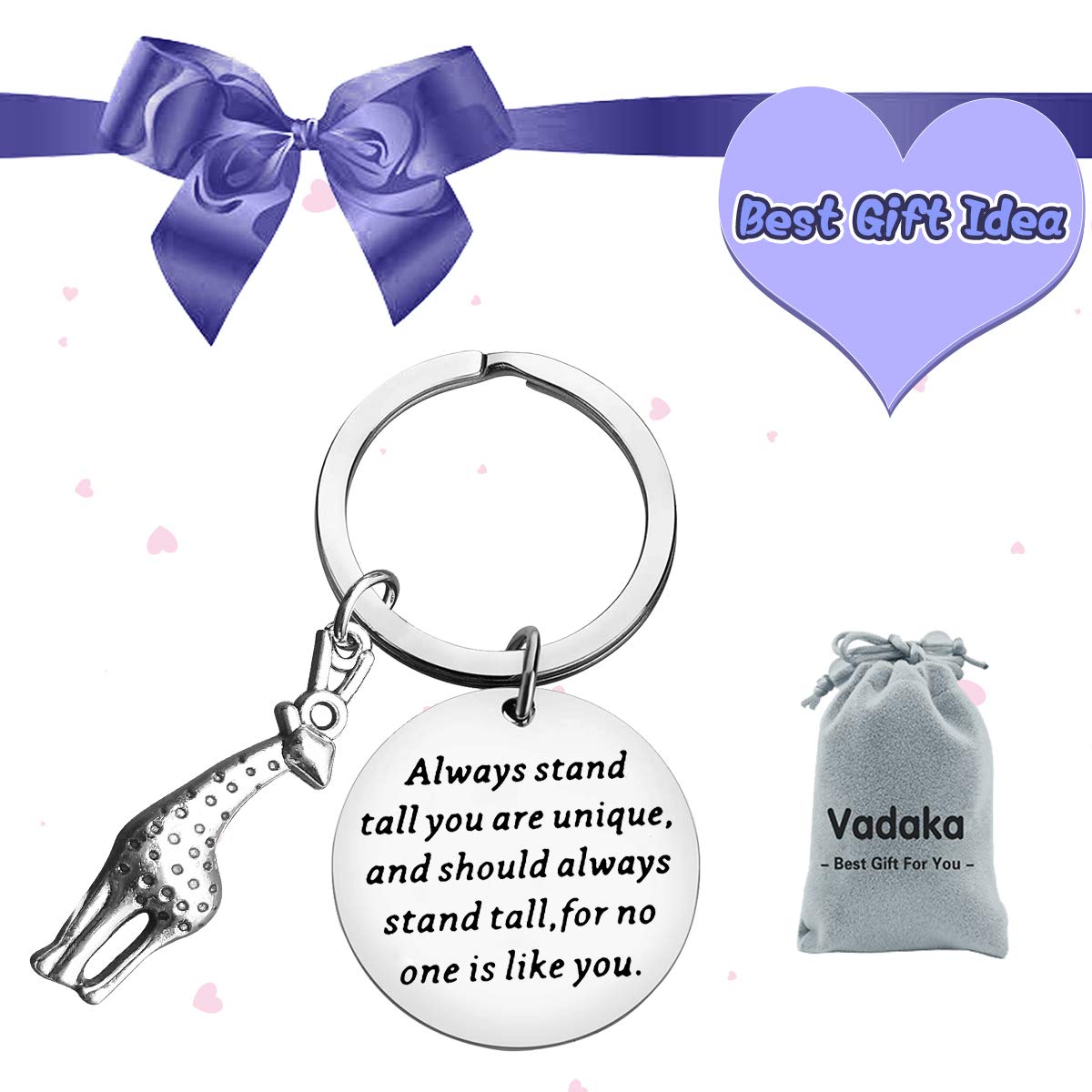 Unique Giraffe Charm Keychain - Inspirational Encouragement Gift for Women & Men - Always Stand Tall Key Ring - Perfect for Graduation, Birthday, Anniversary & Christmas - Great for Giraffe Lovers & Jewelry Enthusiasts (Ideal for Daily Motivation & Thoughtful Gifting)