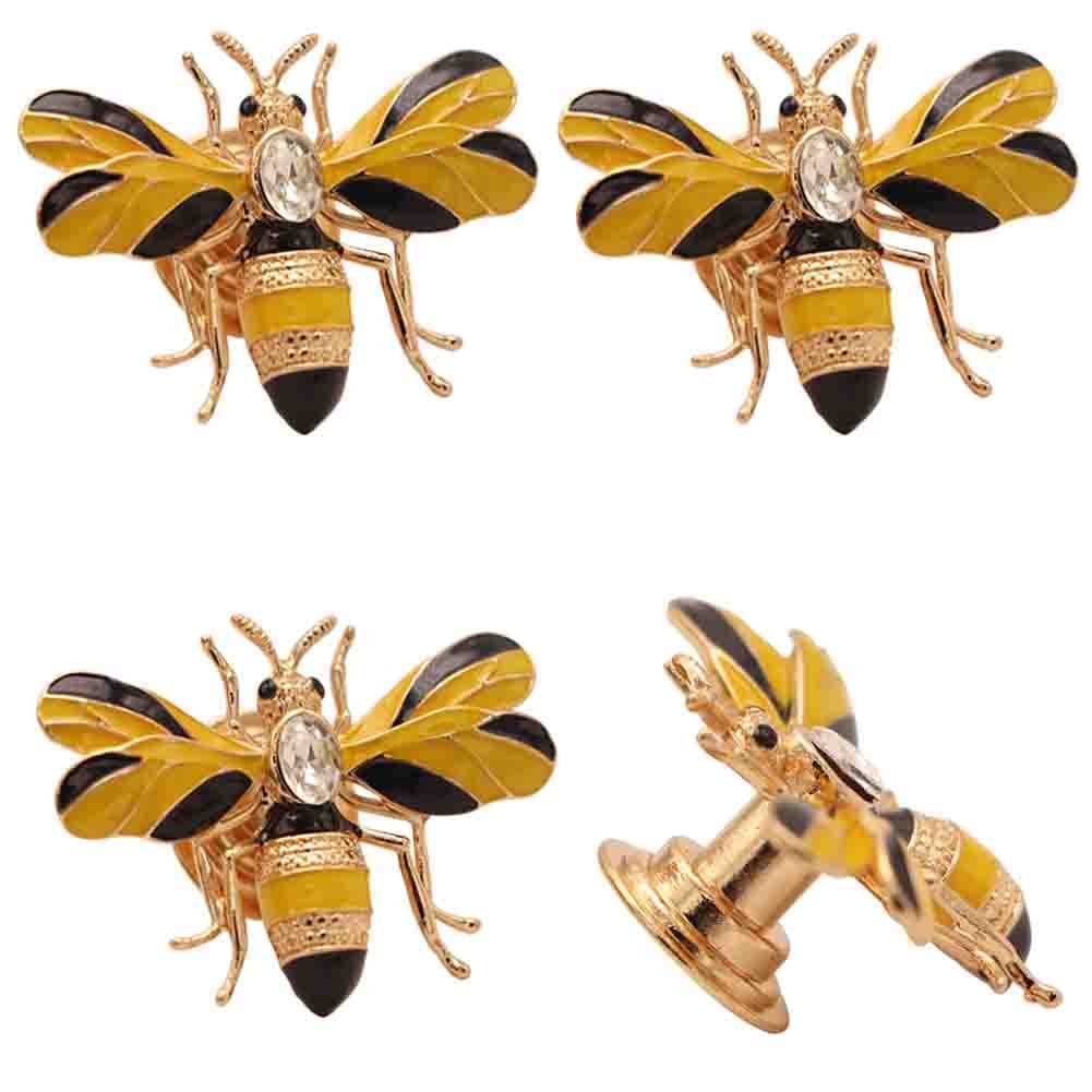 Bee Cabinet Knobs 4-Pack - Elegant Bee Drawer Pulls for Dresser, Wardrobe & Cupboard - Decorative Kitchen Hardware & Furniture Accessories - Perfect for Farmhouse, Vintage & Boho Home Decor