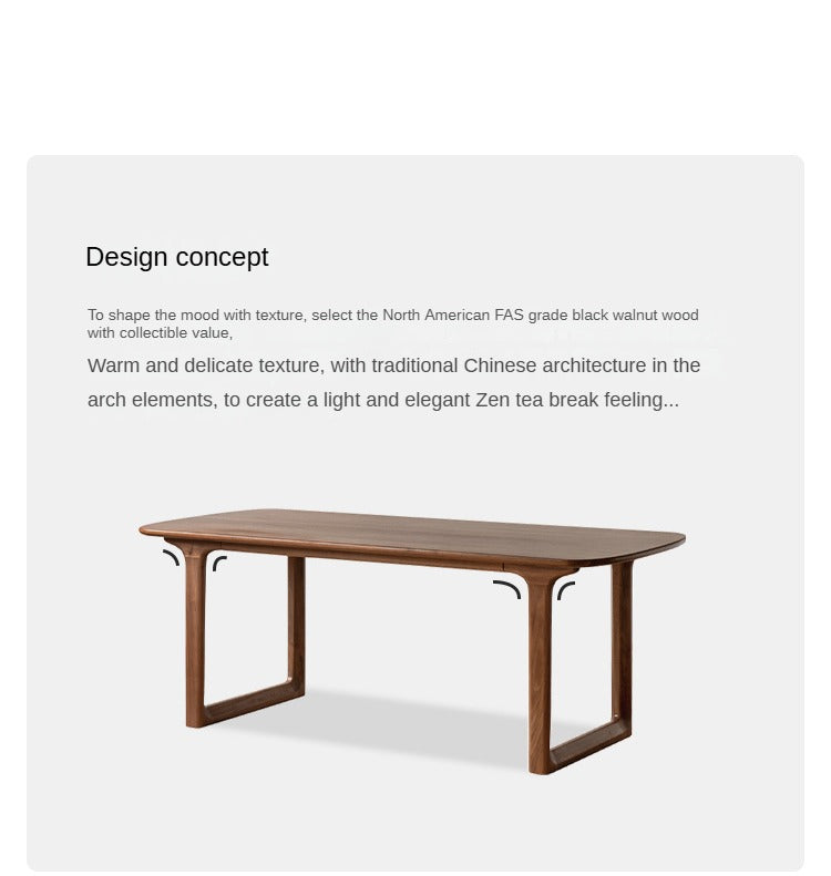 Premium Black Walnut Solid Wood Rectangular Coffee Table - Rustic Modern Living Room Furniture for Home Decor & Tea Time Relaxation