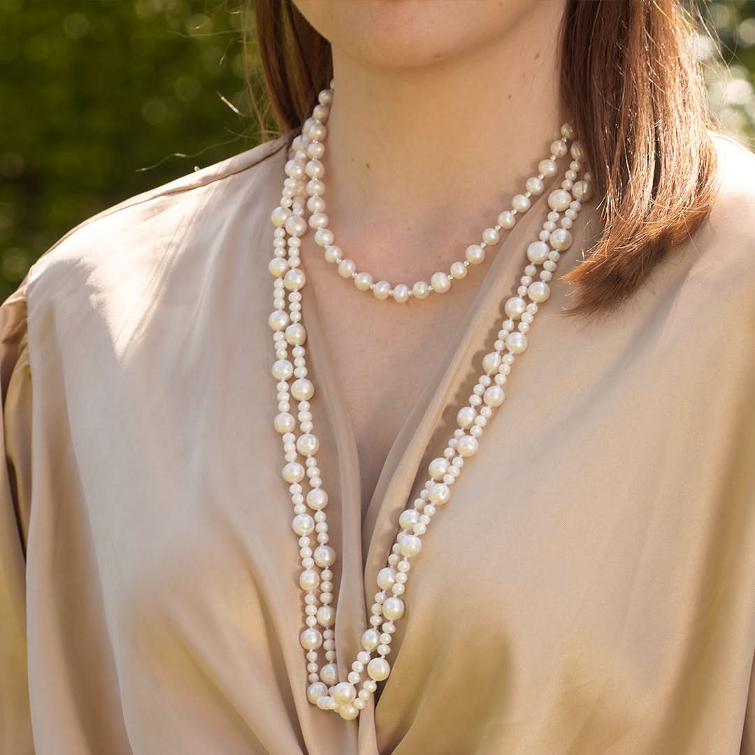 Eternal Pearl Necklace with Ivory Pearls - Elegant Women's Jewelry for Weddings, Parties & Special Occasions