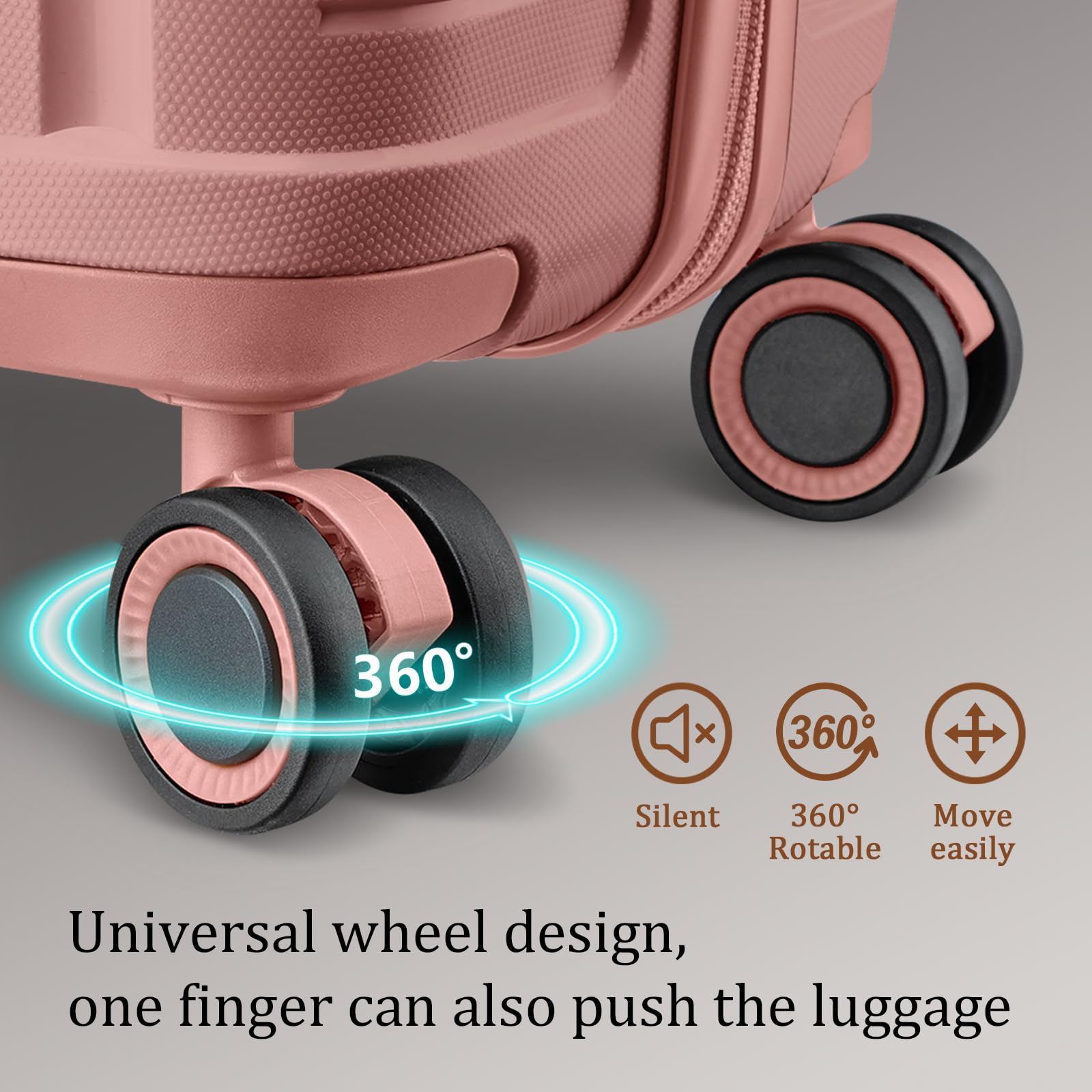 Joyway 5-Piece Hardshell Luggage Set with Spinner Wheels & TSA Lock - Rose Gold Suitcases for Air Travel, Carry-On & Checked Bags | Perfect for Family Vacations, Business Trips & International Travel