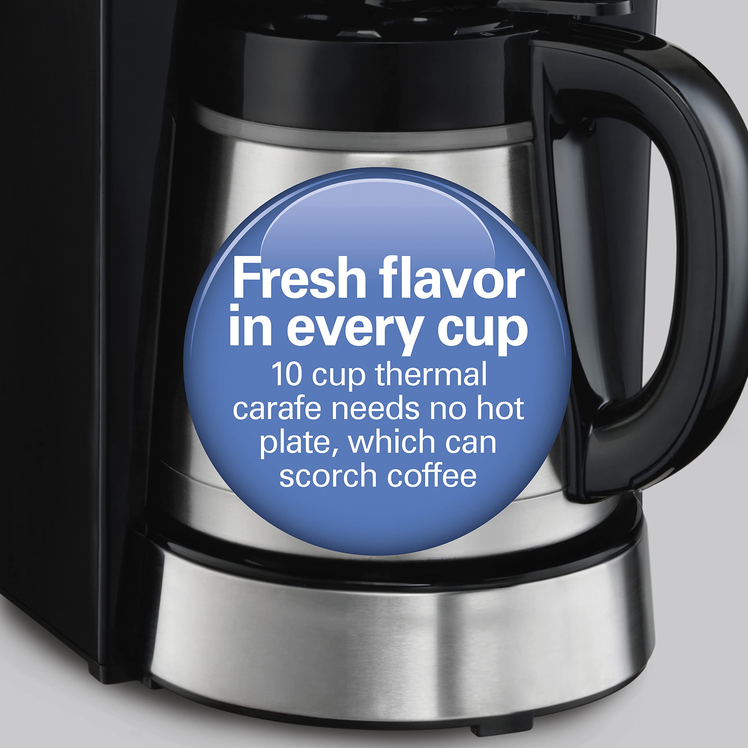 Hamilton Beach 10-Cup Programmable Coffee Maker with Thermal Carafe - 3 Brewing Options, Auto Shutoff, Pause & Pour - Stainless Steel (46899R) - Perfect for Home, Office & Entertaining