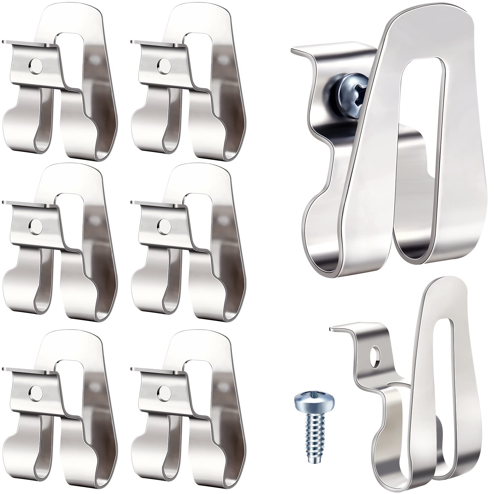 Stainless Steel Replacement Belt Clip Hooks for Power Tools - 8 Pack with Screws | Durable Drill Belt Clip for Construction, DIY & Professional Use