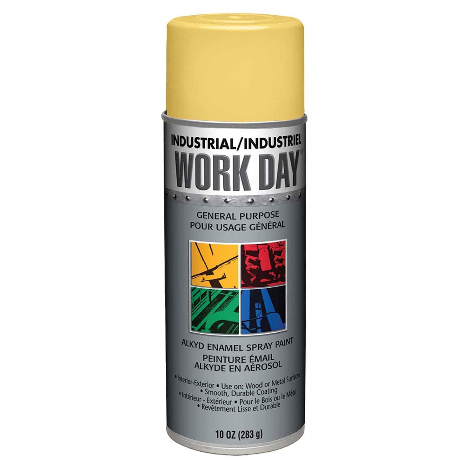 Krylon Industrial Work Day Enamel Paint - High Performance Yellow Spray Paint (12 Pack) for Metal, Wood & DIY Projects - Perfect for Automotive, Equipment & Home Repair