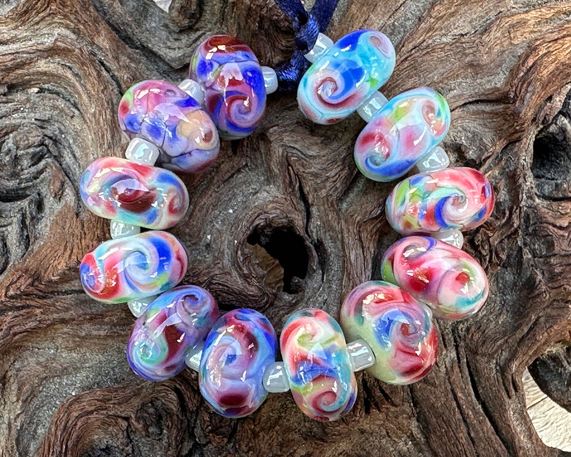 12-Piece Garden Party Mosaics Lampwork Beads Set for Jewelry Making - DIY Bracelets, Necklaces & Craft Projects - Perfect for Gifts & Home Decor