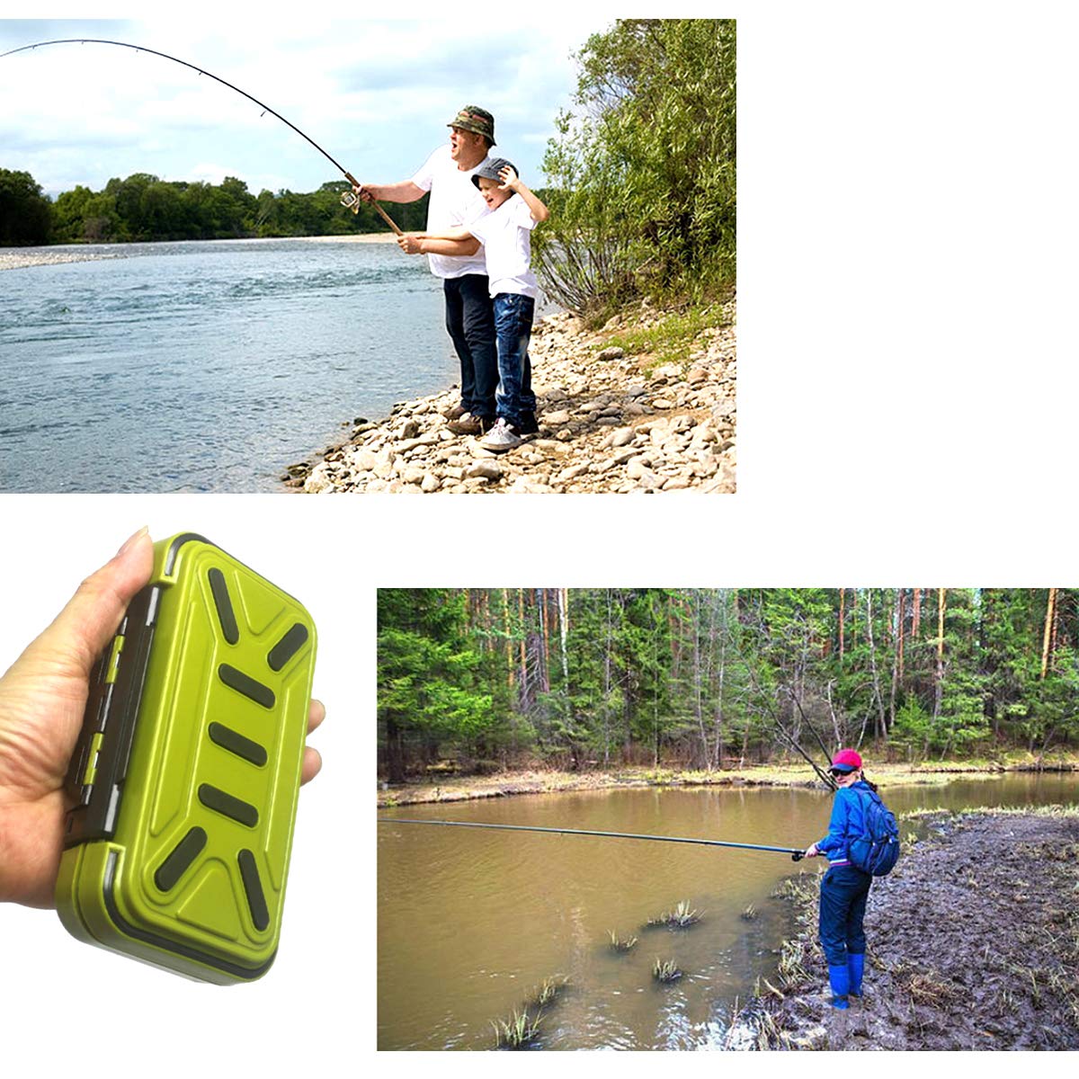 **Waterproof Adjustable 16-Cell Fishing Tackle Box with Dividers - Multifunctional Bait Storage for Lures, Hooks & Small Fishing Accessories (Green) - Perfect for Freshwater, Saltwater & Ice Fishing Trips**
