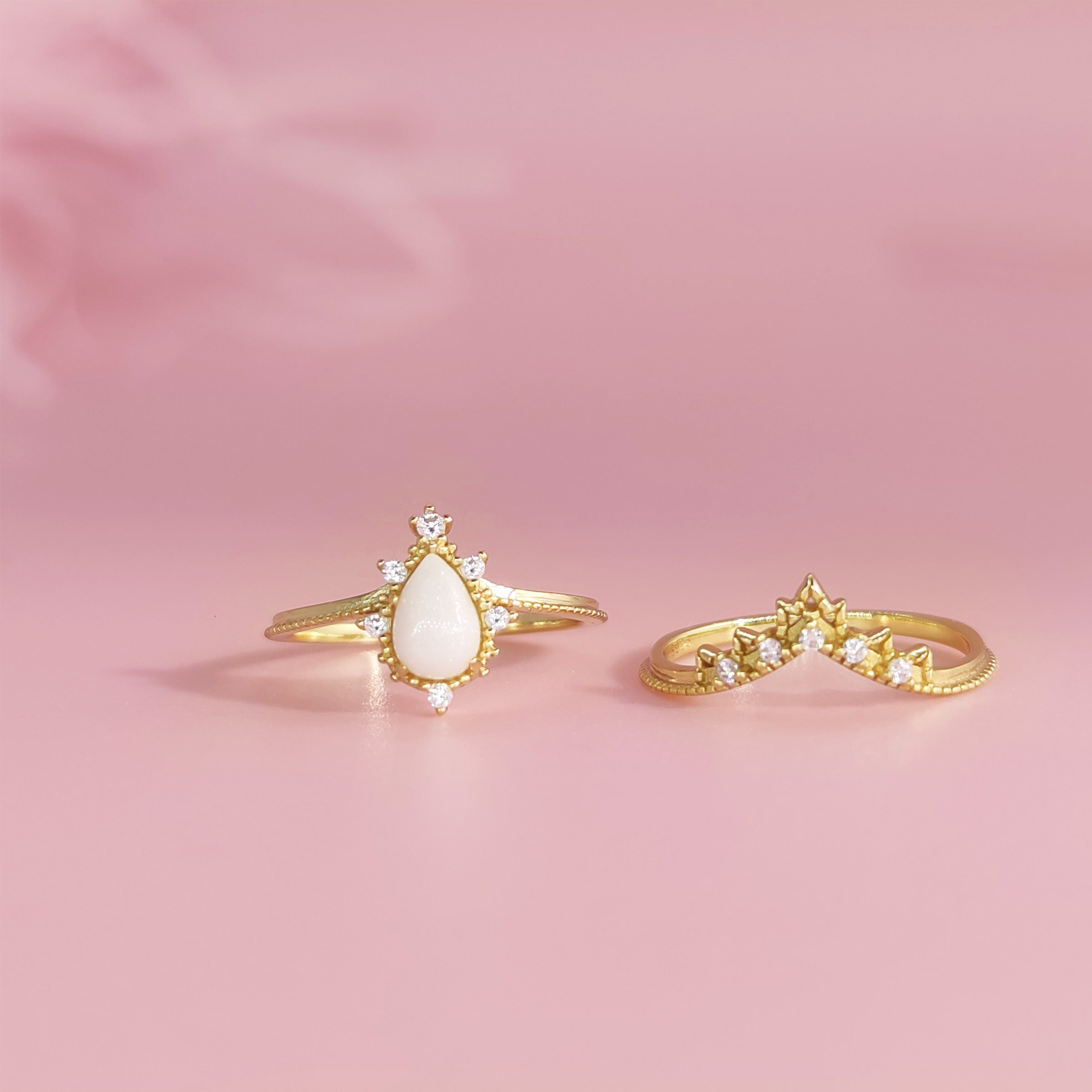 Moonlight Tear: 14K Solid Gold Breast Milk Keepsake Ring Set - Perfect for New Moms, Breastfeeding Jewelry Gift for Mother's Day & Baby Showers