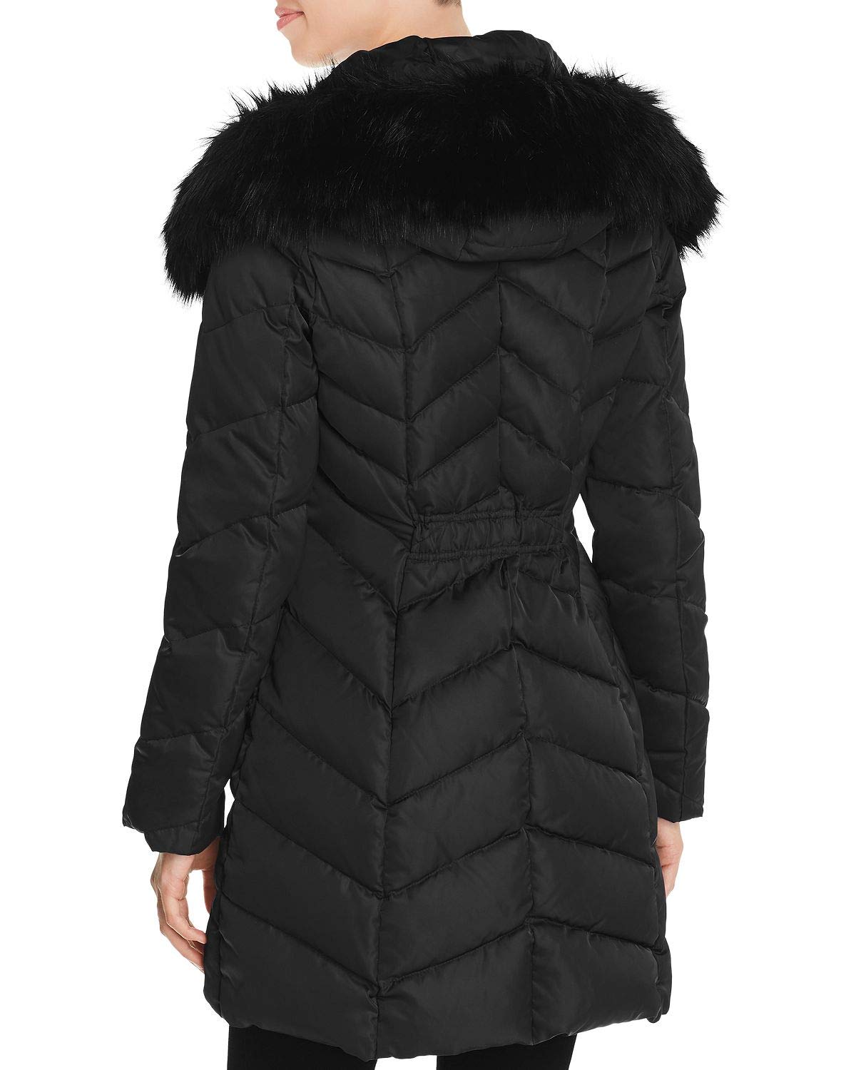Plus Size Gwen Faux Fur Trim Quilted Puffer Coat for Women - Winter Warm Jacket with Hood, Black | Stylish Cold Weather Outerwear for Plus Size Fashion