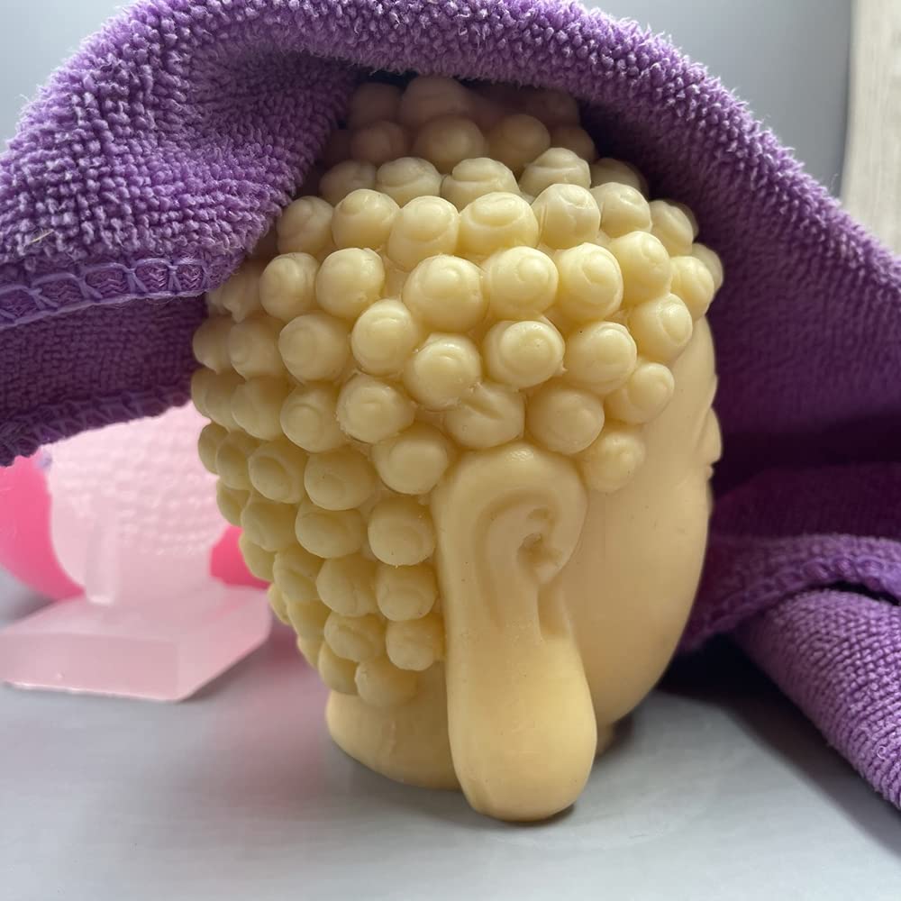 Large Buddha Head Candle Mold - Scented Wax & Aroma Gypsum Resin Craft Decor Silicone Molds for DIY Candle Making - Perfect for Home Decor, Meditation Spaces, and Spiritual Gift Giving