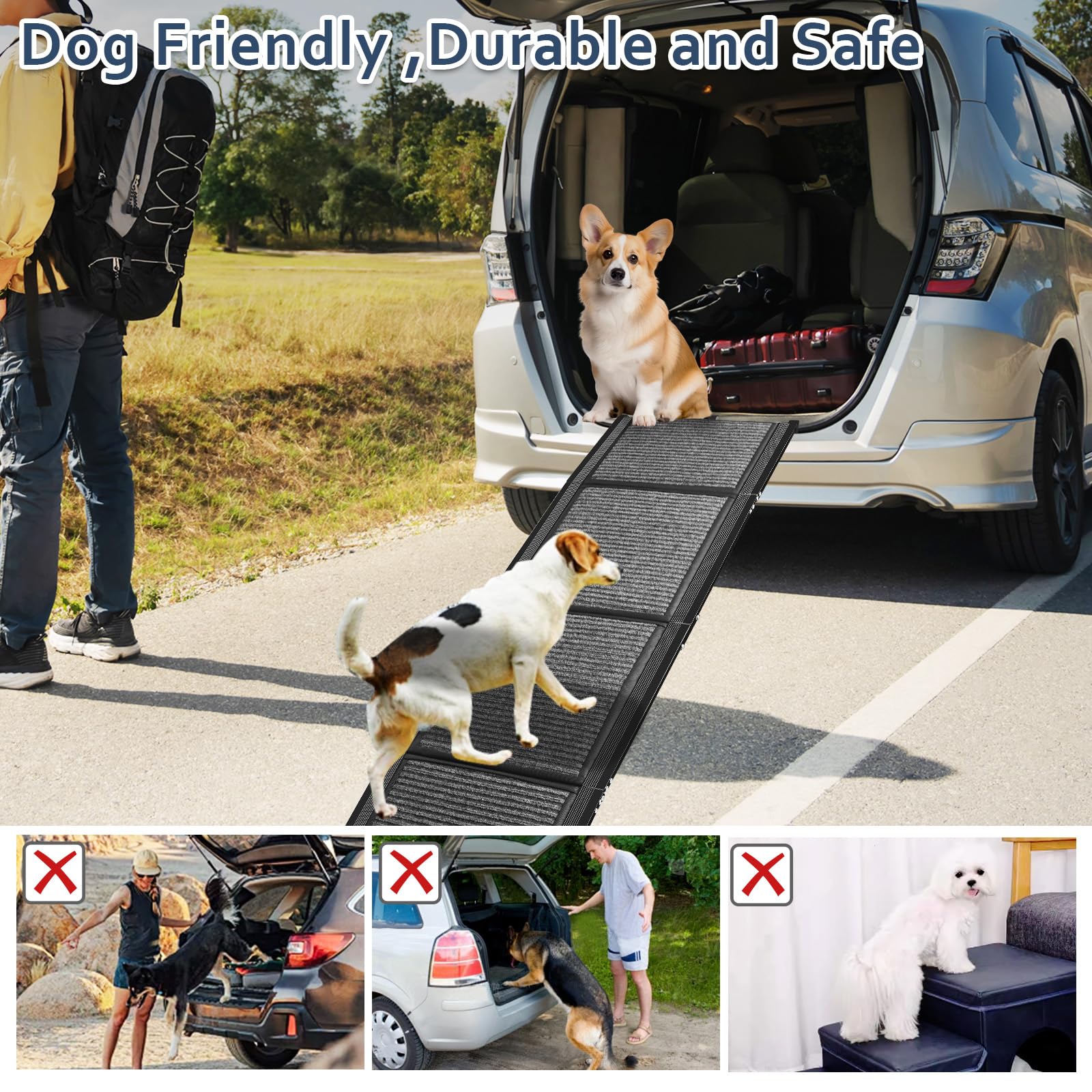 Heavy Duty Folding Dog Ramp for Cars, Trucks & SUVs - 63