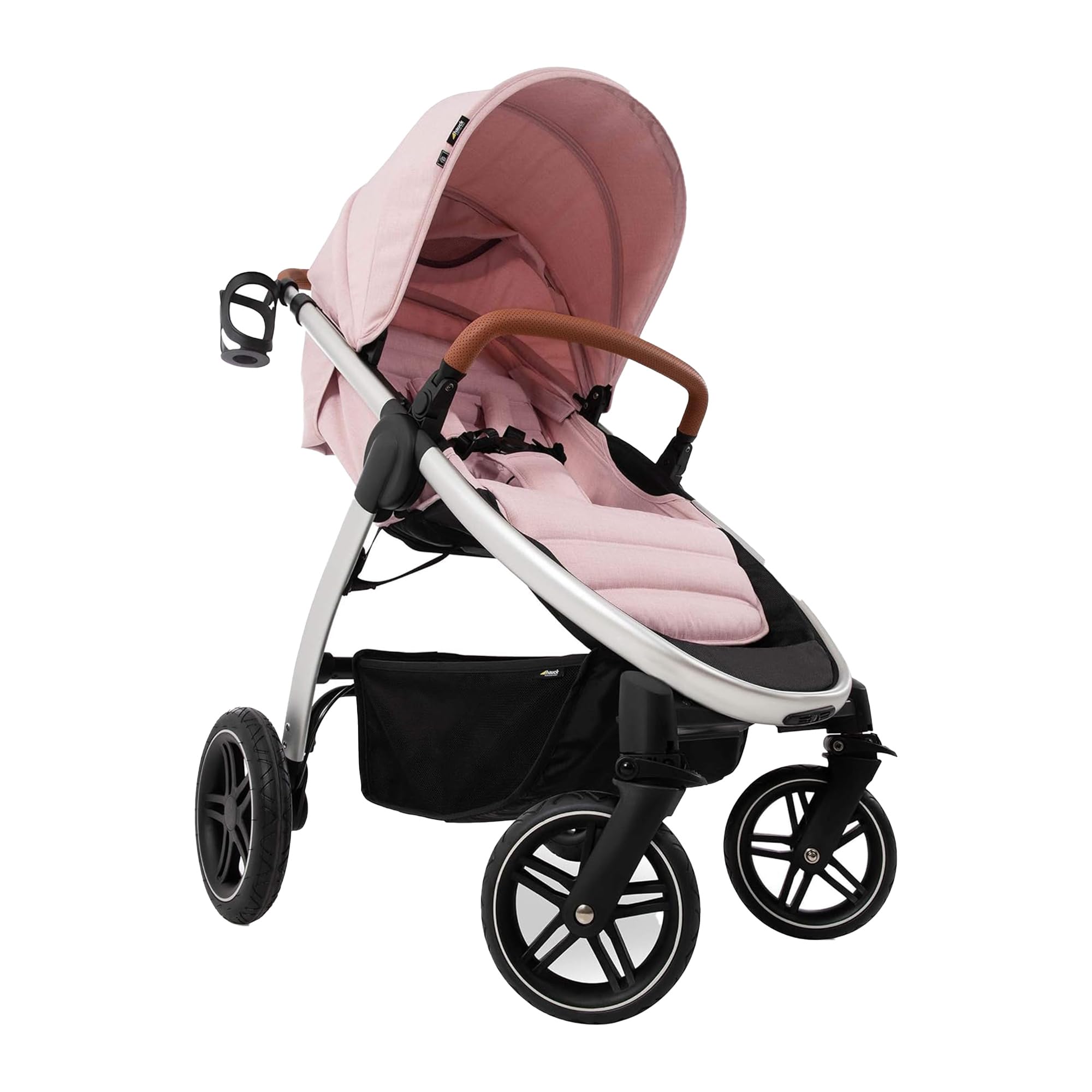 Hauck Uptown Deluxe Stroller - Lightweight Compact Foldable Baby Stroller with One-Hand Fold, Full Recline, Adjustable Handle Height & Cup Holder - Supports Up to 55 lbs - Melange Rose - Perfect for City Walks, Shopping & Travel