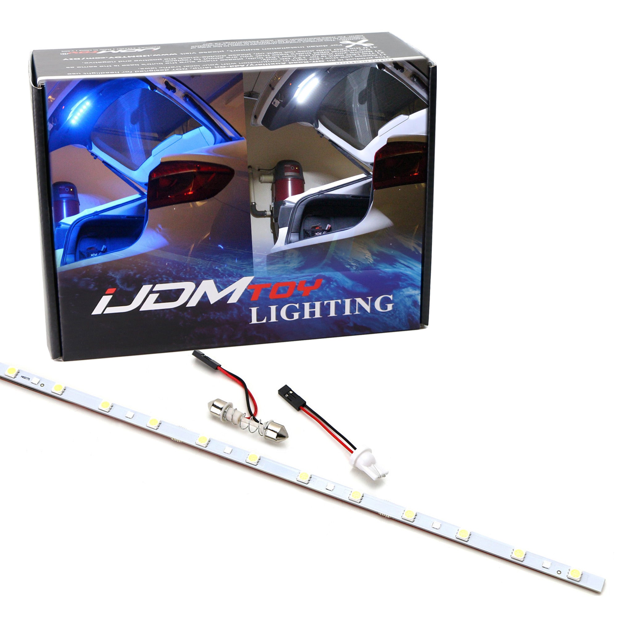 12in Blue to White 18 SMD LED Strip Light for Car Trunk & Cargo Area - Bright Interior Lighting for Cars, Trucks, SUVs & Vans - Perfect for Nighttime Visibility and Custom Vehicle Lighting