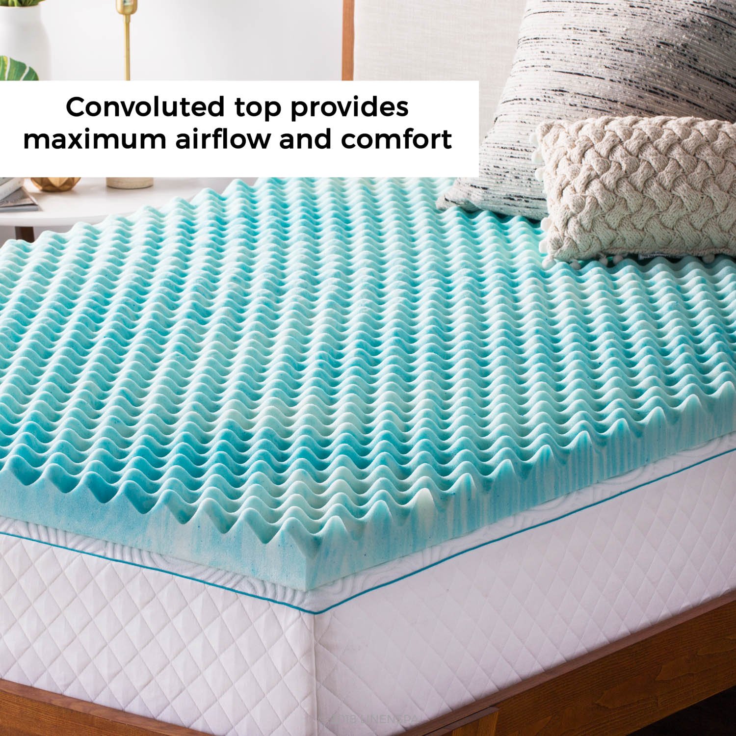 Linenspa 3 Inch Gel Memory Foam Mattress Topper - Twin XL Size, Blue Swirl Design | Pressure Relief & Airflow Technology for Better Sleep | Perfect for Guest Beds, Dorm Rooms & Home Comfort Upgrade