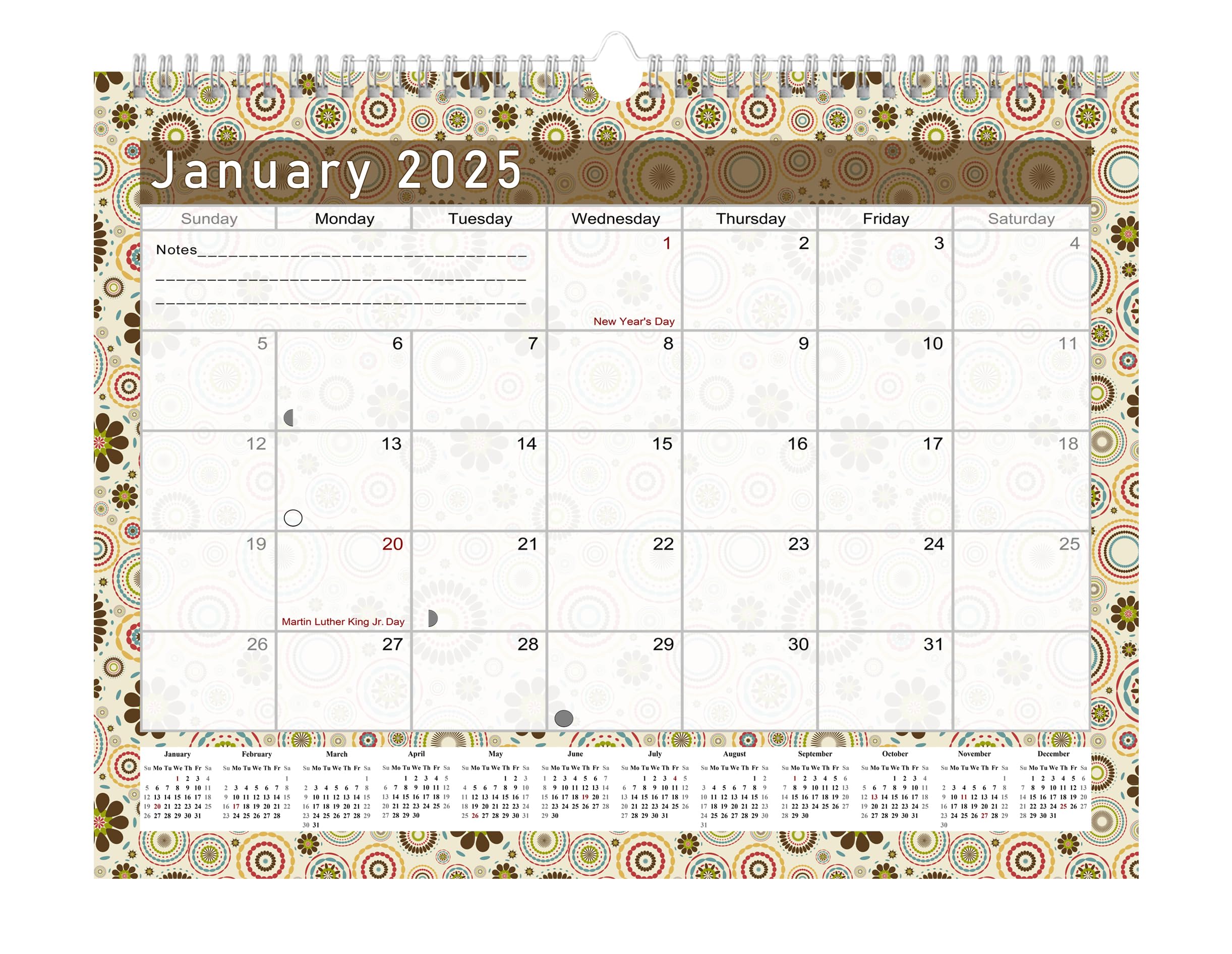 2024-2025 18-Month Spiral-Bound Wall & Desk Calendar Planner - Monthly Organizer for Home, Office & School (Edition #020) - Perfect for Scheduling, Planning & Productivity