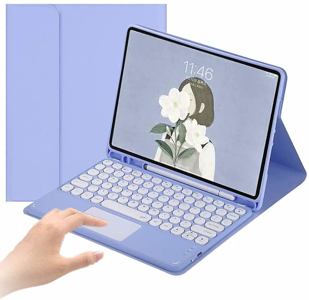 AnMengXinLing iPad Air Keyboard Case for 11-inch iPad Air 7th/6th/5th/4th Gen (M3 2025/M2) - Detachable Backlit Keyboard with Touchpad, Pencil Holder & Slim Folio Cover - Purple | Perfect for Work, Study & Travel