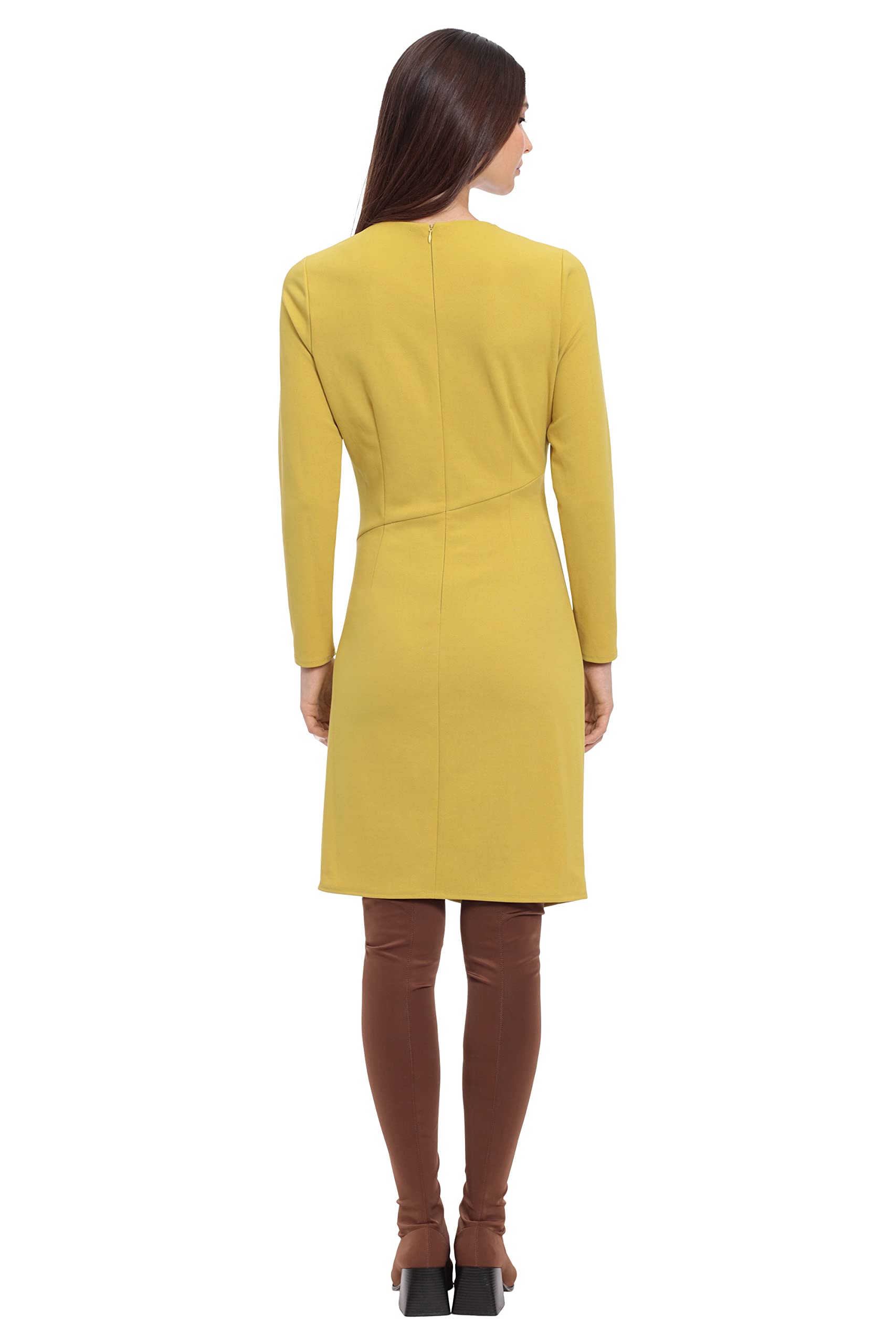 Donna Morgan Women's Long Sleeve Faux Wrap Dress - Elegant Office & Party Wear for Women, Plus Size Options Available
