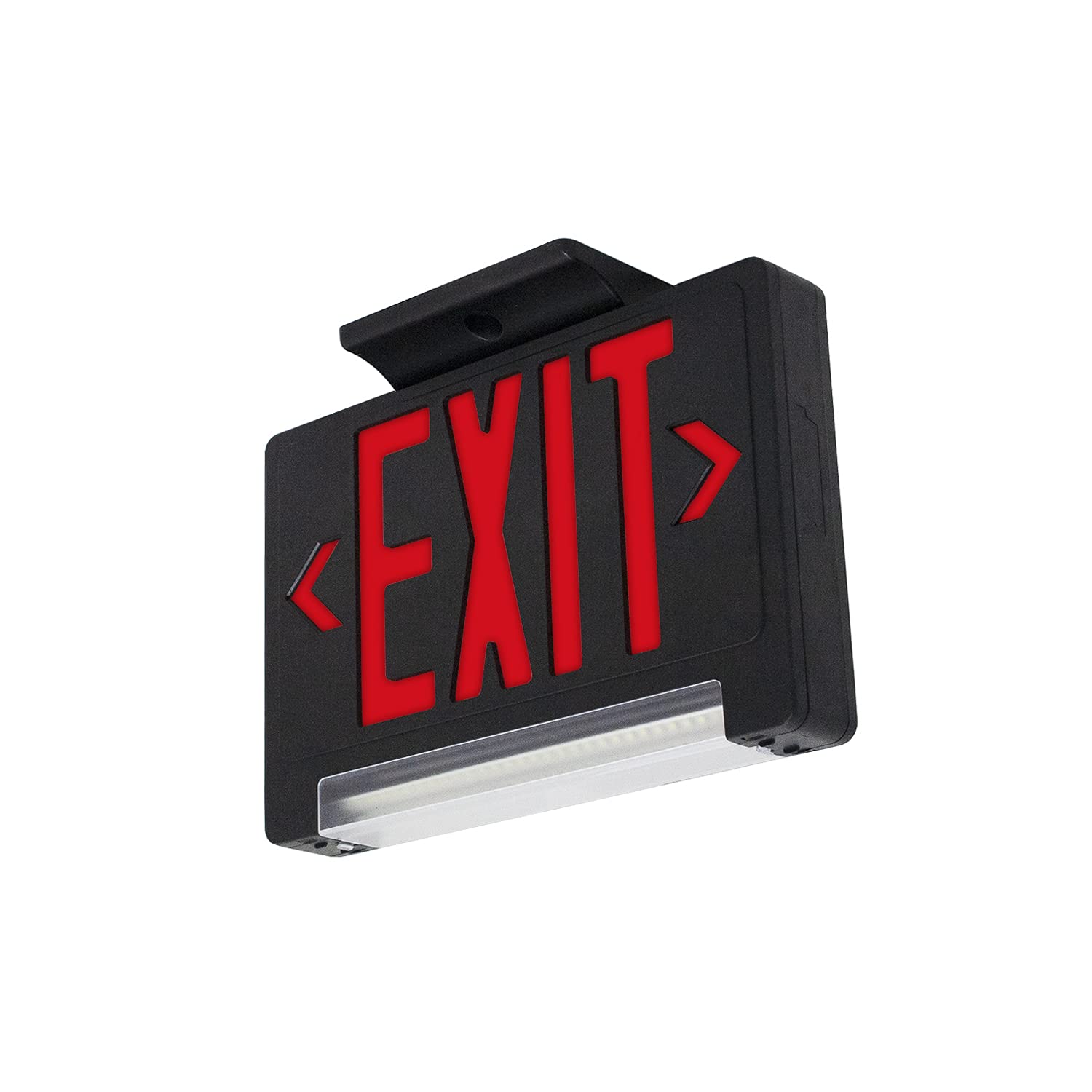 LFI Lights Compact Red LED Exit Sign with Emergency Backup - Adjustable Light Bar, UL Listed, Wall/Ceiling Mount for Business Safety (1 Pack) - Perfect for Offices, Warehouses & Public Buildings