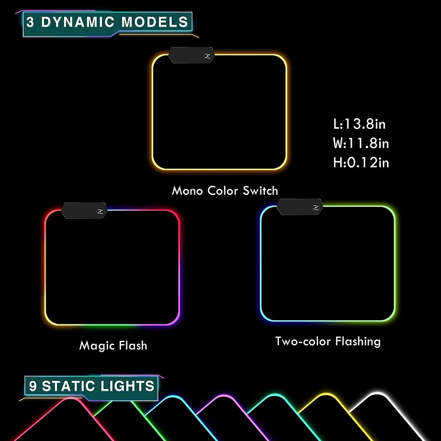 Custom RGB LED Mouse Pad with Personalized Photo & Text - 13.8x11.8 Inch Non-Slip Gaming & Office Desk Mat - Perfect for PC Setup, Workstation & Gamer Gift