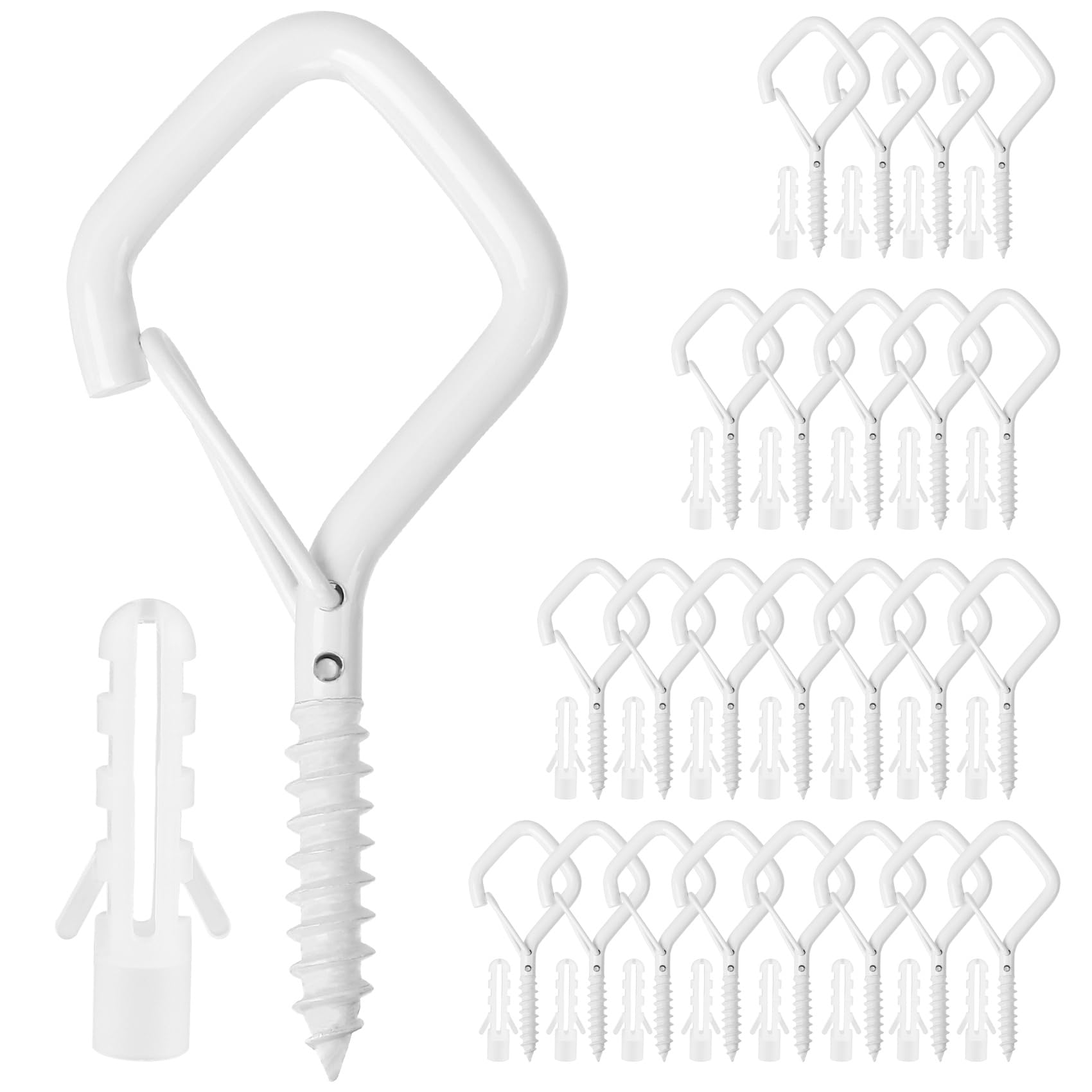 24-Pack Heavy Duty Ceiling Hooks for Hanging Plants, Outdoor String Lights & Home Decor - Screw-in Metal Hooks for Walls, Siding & Crochet Projects - Rust-Resistant Eye Hooks for Indoor/Outdoor Use