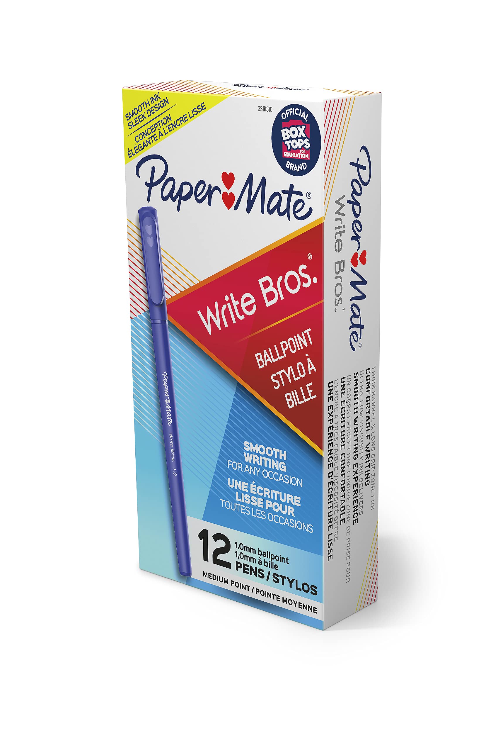 Paper Mate Write Bros Ballpoint Pens - 12 Pack Medium Point (1.0mm) Blue Ink Pens for Office, School & Home Use - Smooth Writing Everyday Pens (3311131)