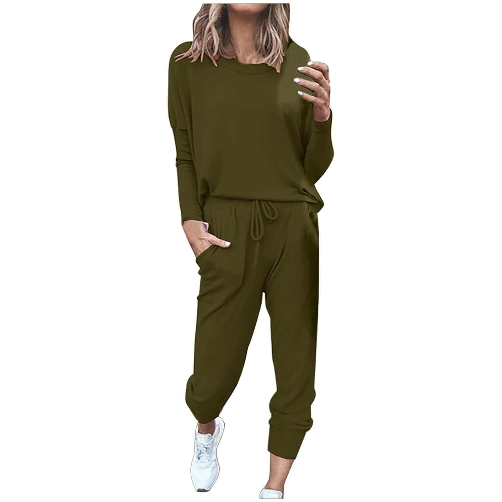 Women's 2-Piece Lounge Set with Long Pants - Soft Casual Sweat Outfit for Petite Fall Dresses 2023 | Cozy Homewear, Yoga Pants & Relaxing Outfits for Women