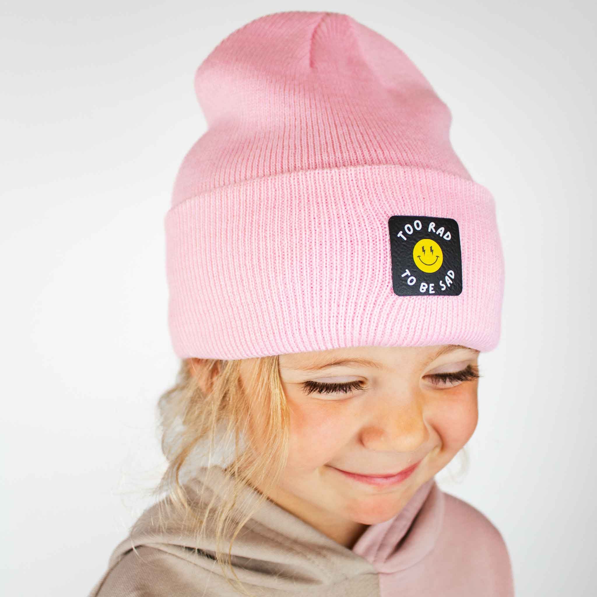 Too Rad To Be Sad Beanie - Soft Cotton Candy Color Unisex Winter Hat for Men & Women - Perfect for Cold Weather, Outdoor Activities, and Casual Streetwear