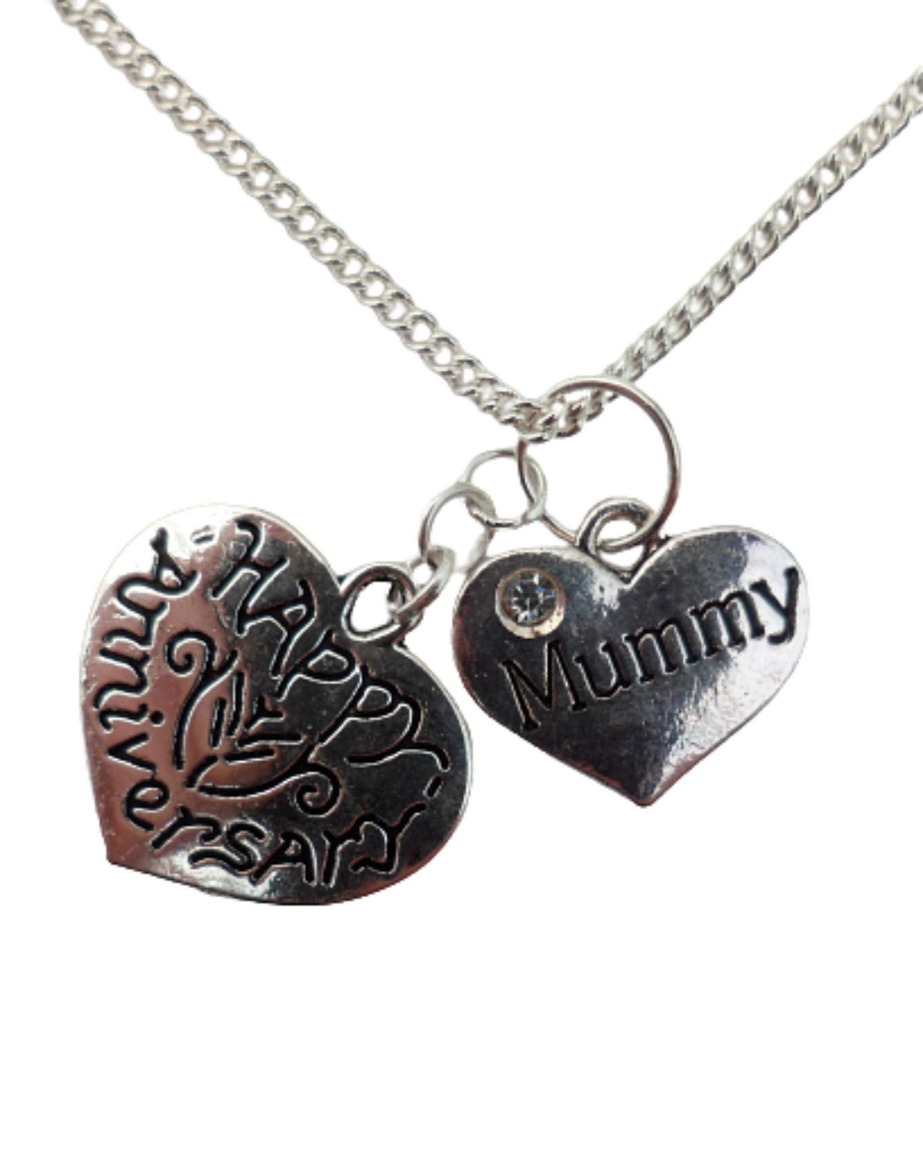Silver Heart Charm Necklace - Mummy Love Gift for Anniversary & Special Occasions