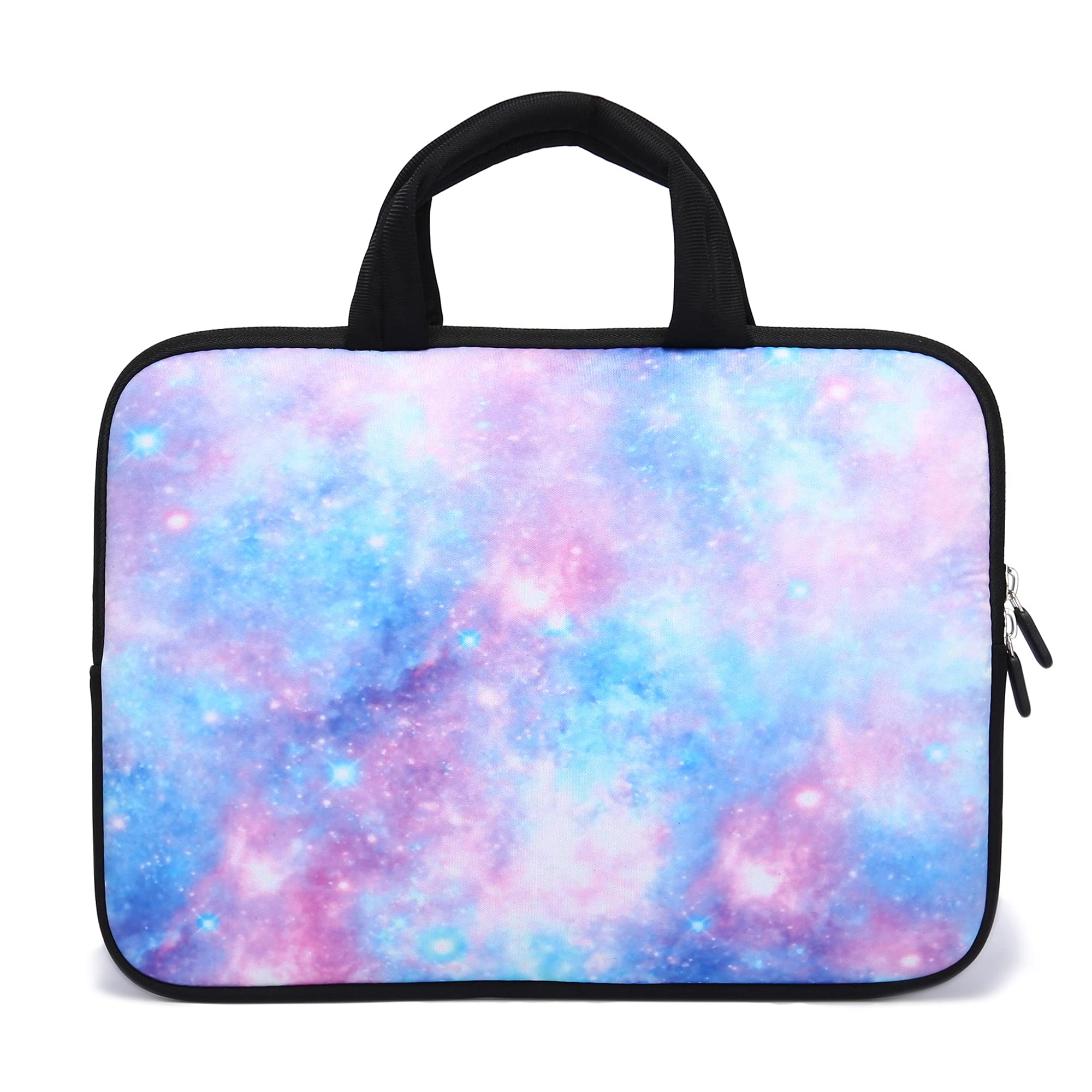 15 Inch Neoprene Laptop Sleeve Case for Chromebook, Notebook & Ultrabook - Lightweight Protective Travel Cover with Handle & Zipper - Fits 14-15.4 Inch Laptops (Blue White Galaxy) - Perfect for Work, School & Business Travel
