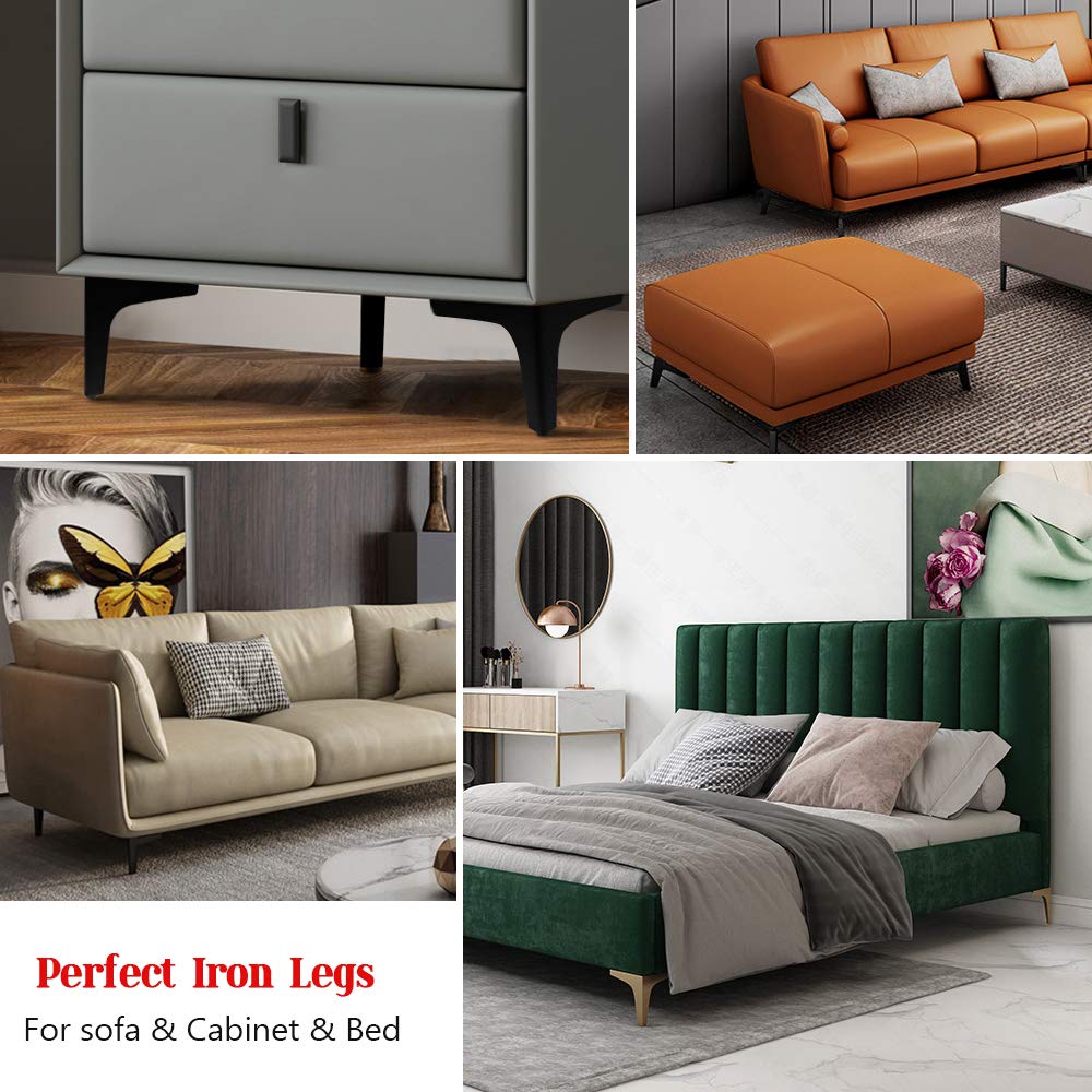 4pcs 7 Inch Modern Chrome Triangle Furniture Legs - Polished Metal Sofa Legs for Table, Cupboard, Couch & Chair - Perfect for Living Room, Bedroom & Office Furniture Upgrade