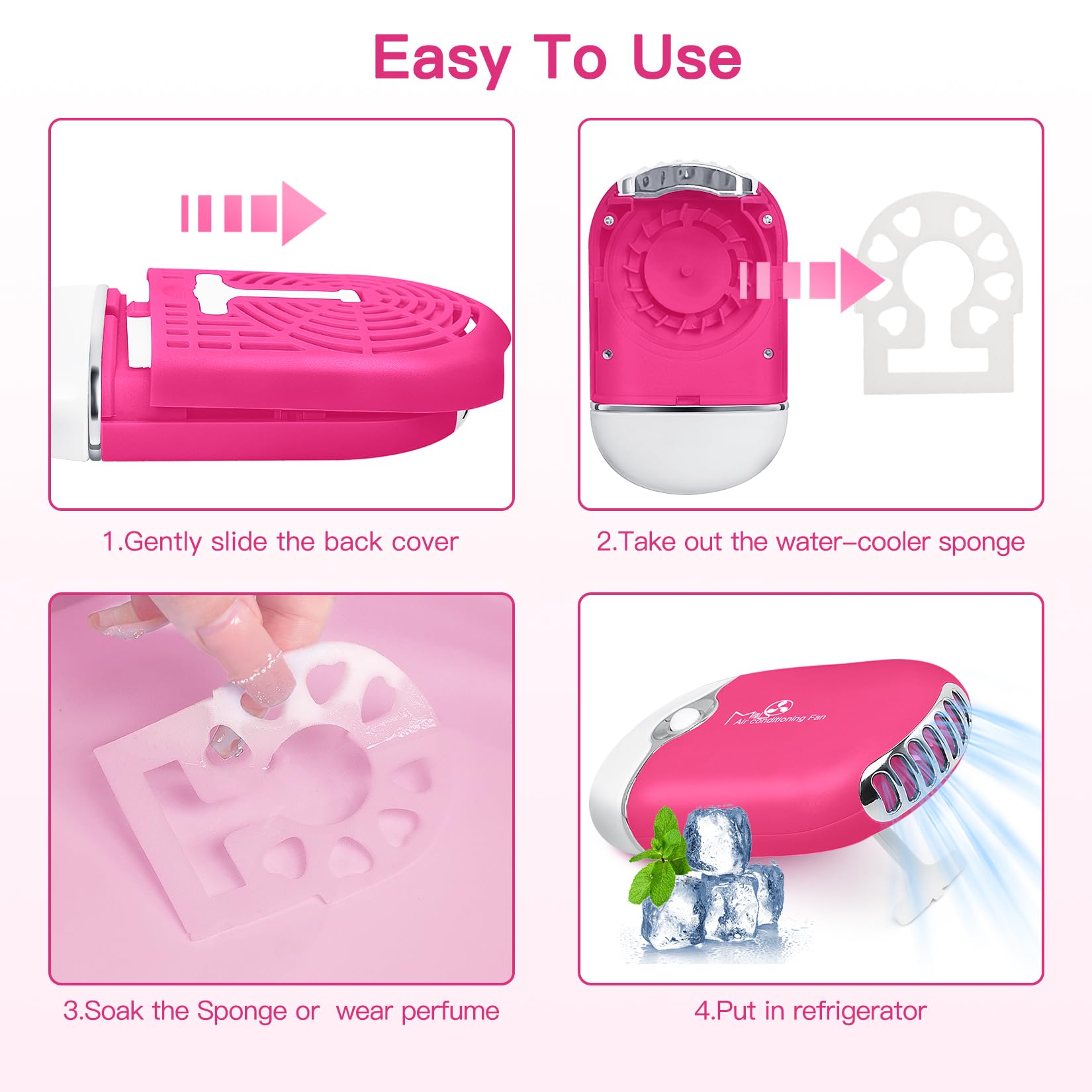 Rechargeable USB-C Mini Lash Fan for Eyelash Extensions - Portable Handheld Air Cooling Blower with Built-in Sponge for Professional & Home Use (Red) | Perfect for Salon, DIY Lash Artists & Travel