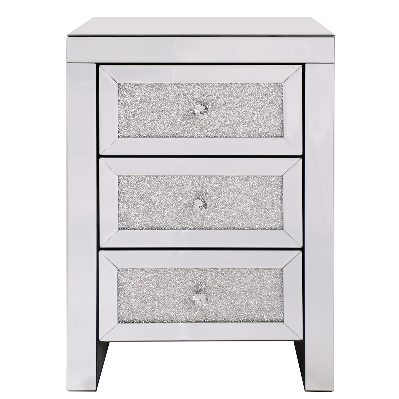 DEINPPA Mirrored Vanity Desk Set with Crystal Diamond Accents - 2 Drawer Makeup Dressing Table for Women & Girls | Perfect for Bedroom, Living Room or Home Office Beauty Station