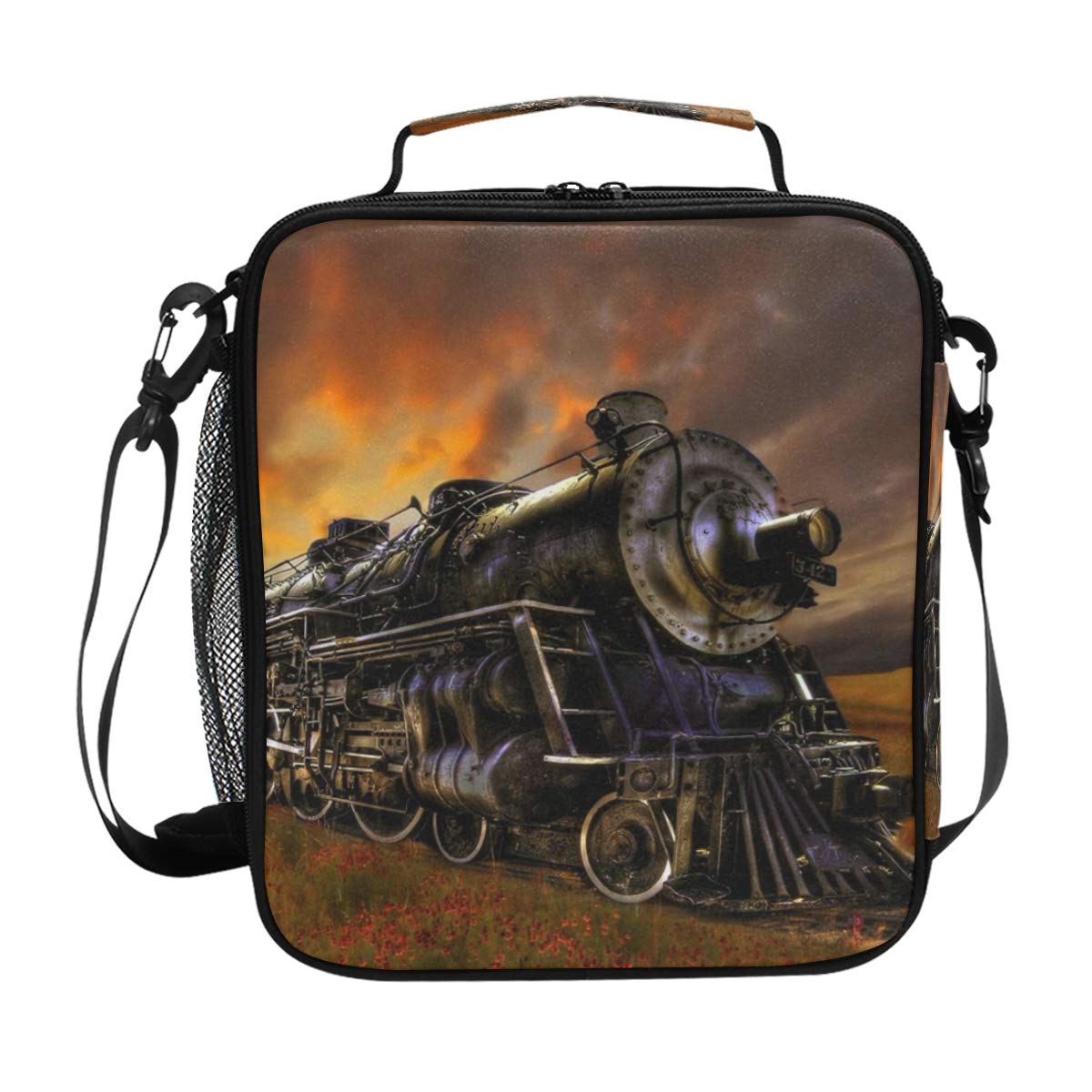 Keceur Insulated Lunch Bag for Kids & Adults - Spacious Thermal Lunch Box for Hot & Cold Meals, Perfect for School, Work, Picnic, Travel - Cute Steam Train Design
