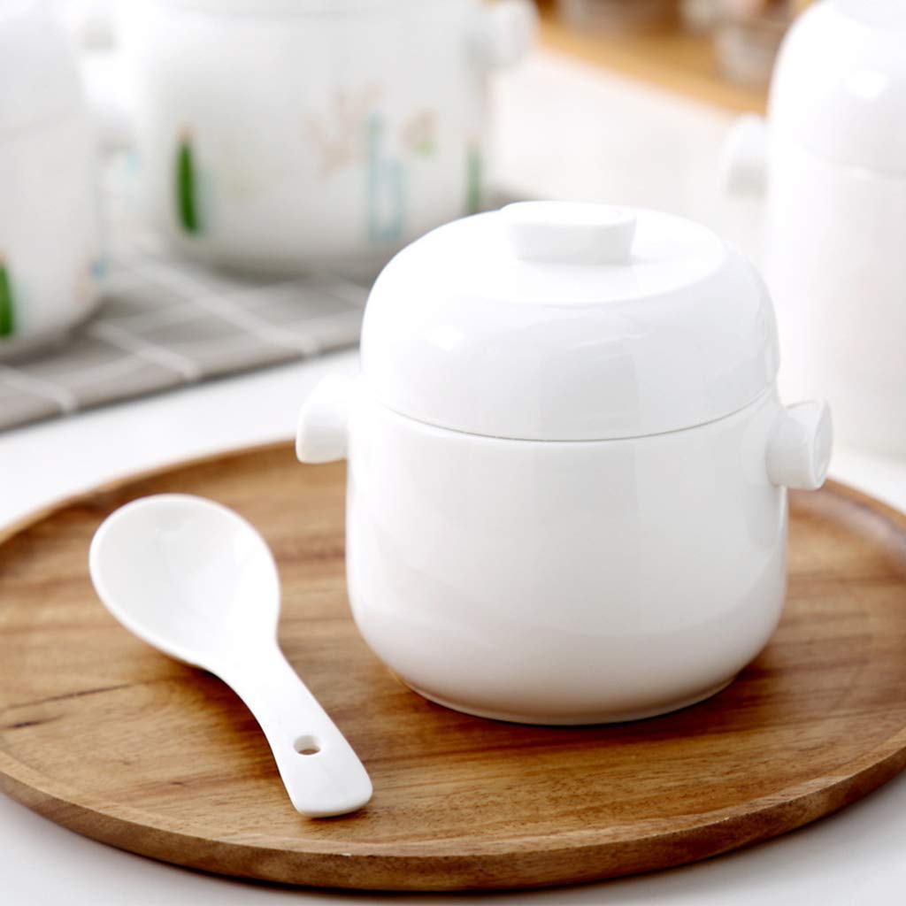 Mini Ceramic Soup Bowl with Lid - Microwave & Dishwasher Safe, 14x14x12.8cm (6x6x5in) - Perfect for Ramen, Noodles, Steaming Soups at Home, Office or Dorm | BPA-Free & Durable Ceramic Cookware