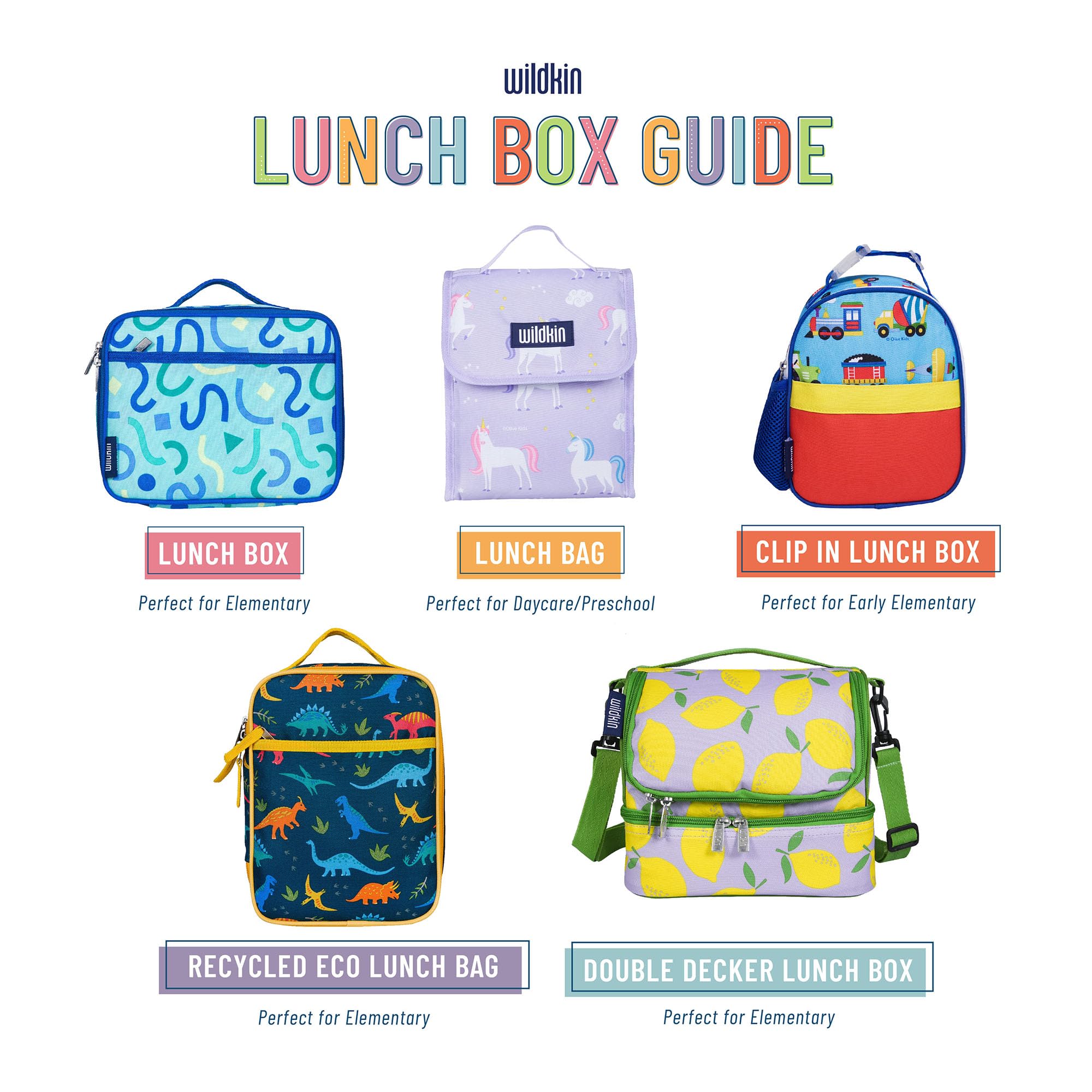 Wildkin Insulated Lunch Bag for Kids - 2 Compartment Thermal Lunch Box for School & Travel - Keeps Food Hot or Cold - Durable Rip-Stop Black Design - Perfect for Elementary Students, Picnics & Outdoor Activities