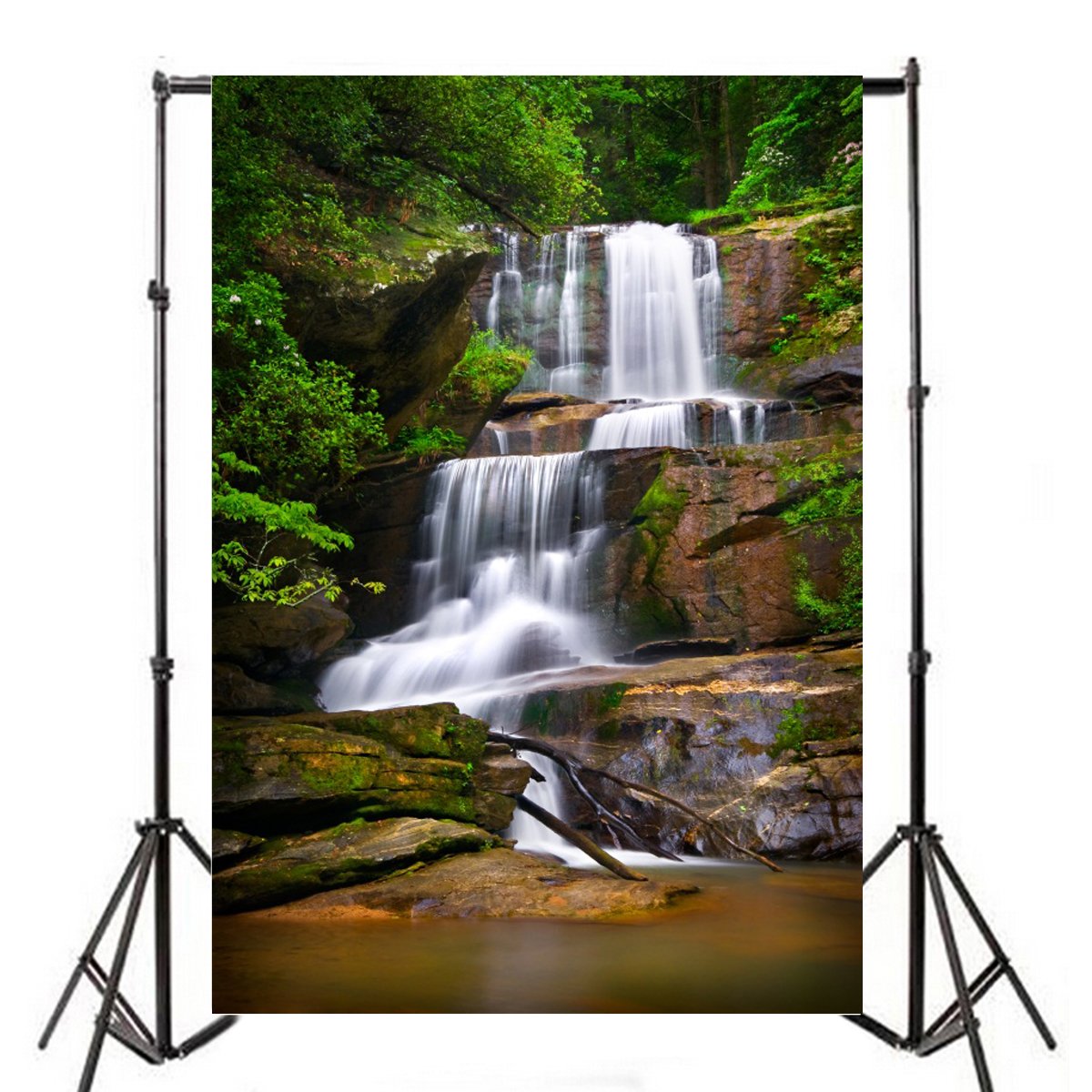 Yeele 5x7ft Waterfall Photography Backdrop - National Park Tropical Rainforest Jungle Background with Cascade Stream for Nature Landscape Travel Photo Shoots | Perfect for Kids & Adult Photo Booth, Studio Props (Ideal for Birthday Parties, Baby Showers & Themed Events)