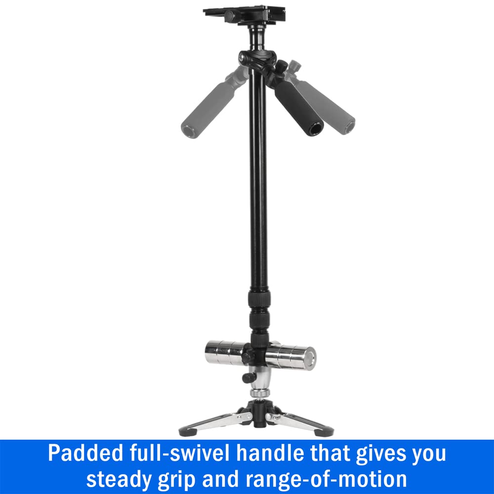 Vivitar VIV-ST-6000-RED 59-Inch Professional Camera Stabilizer Tripod with Weighted Base - Includes Lexar 64GB SD Card, Deco Gear Backpack & Cleaning Kit for DSLR/SLR Cameras - Perfect for Travel Photography, Vlogging & Outdoor Shooting