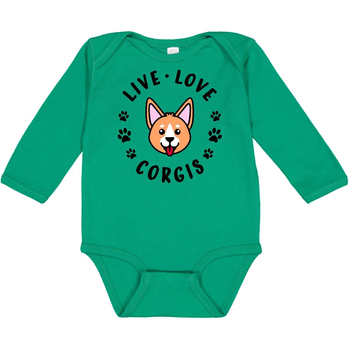 Inktastic Live Love Corgis Long Sleeve Baby Bodysuit - Adorable Corgi Dog Design for Infants & Toddlers - Perfect for Playdates, Photo Shoots & Everyday Wear