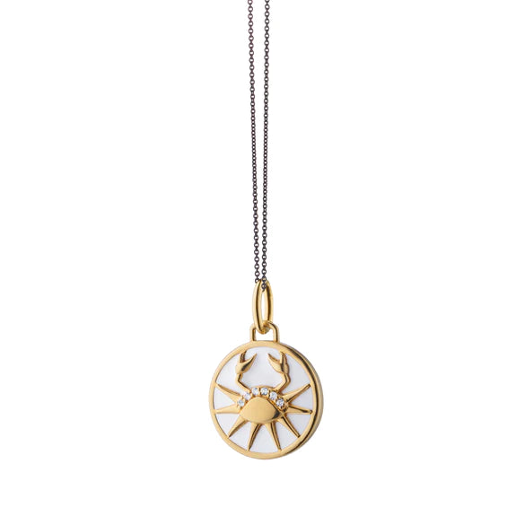 Mini Gold-Plated Cancer Zodiac Enamel Charm Pendant - Perfect for Necklaces, Bracelets & Personalized Jewelry Gifts