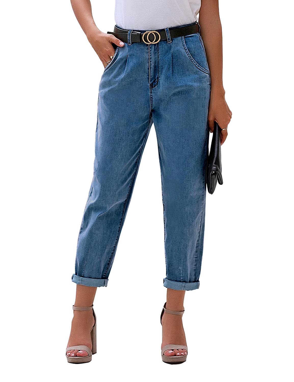 Luvamia Women's High Waisted Mom Jeans - Stretchy Loose Fit Denim Pants for Casual Wear | Trendy Vintage Style for Everyday Outfits & Street Fashion