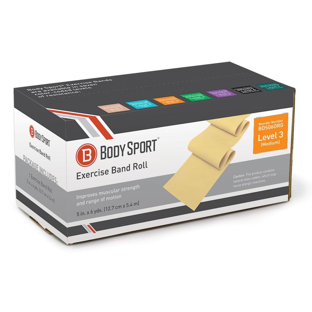 BodySport® Exercise Resistance Bands Set - 5 in. x 6 yd Professional Latex Fitness Bands for Home Workouts, Gym Training & Physical Therapy - Ideal for Strength Training, Yoga, Pilates & Rehabilitation Exercises