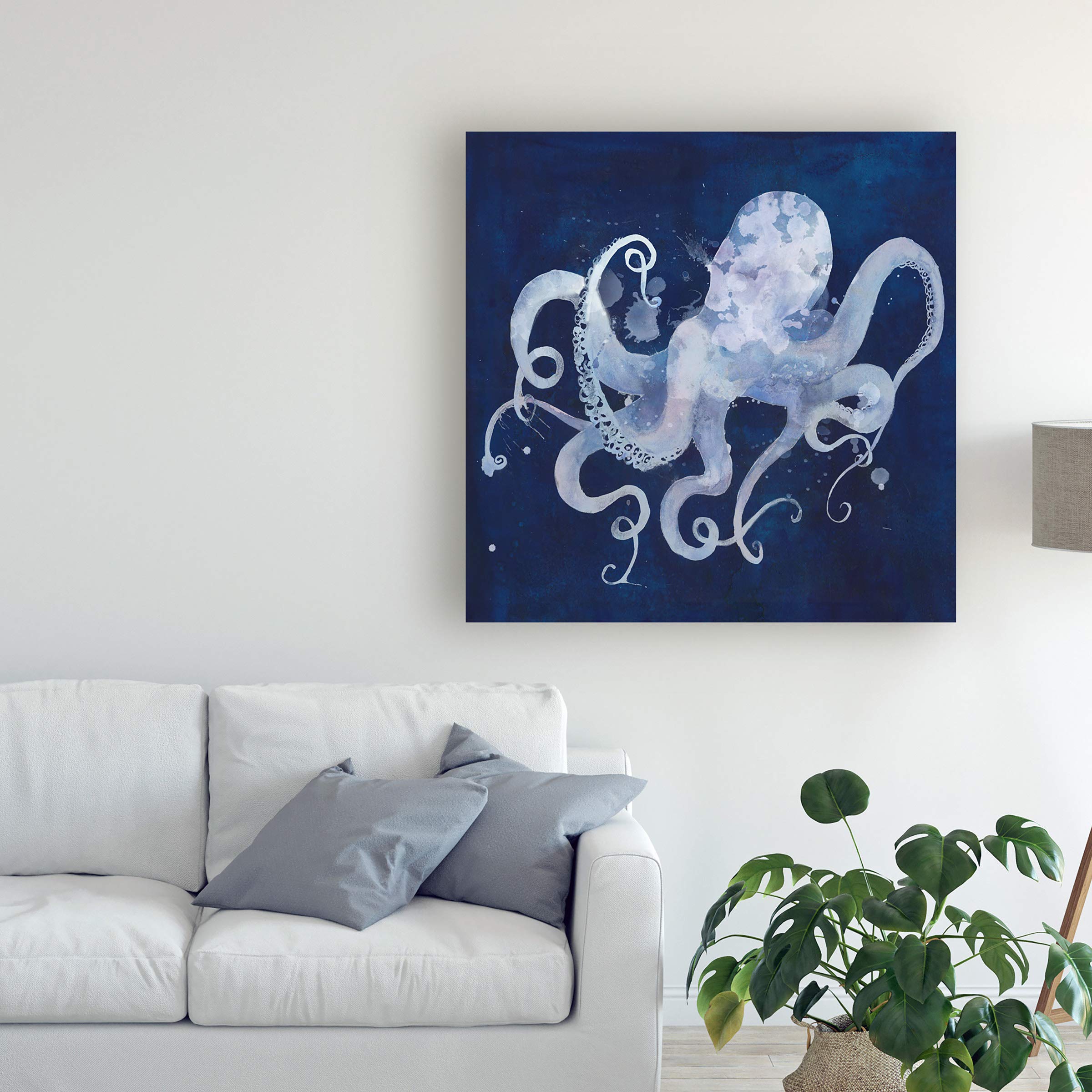 Grace Popp Octopus Shadow II Fine Art Print - 18x18 Inch Wall Decor for Living Room, Bedroom & Office | Modern Abstract Marine Animal Painting