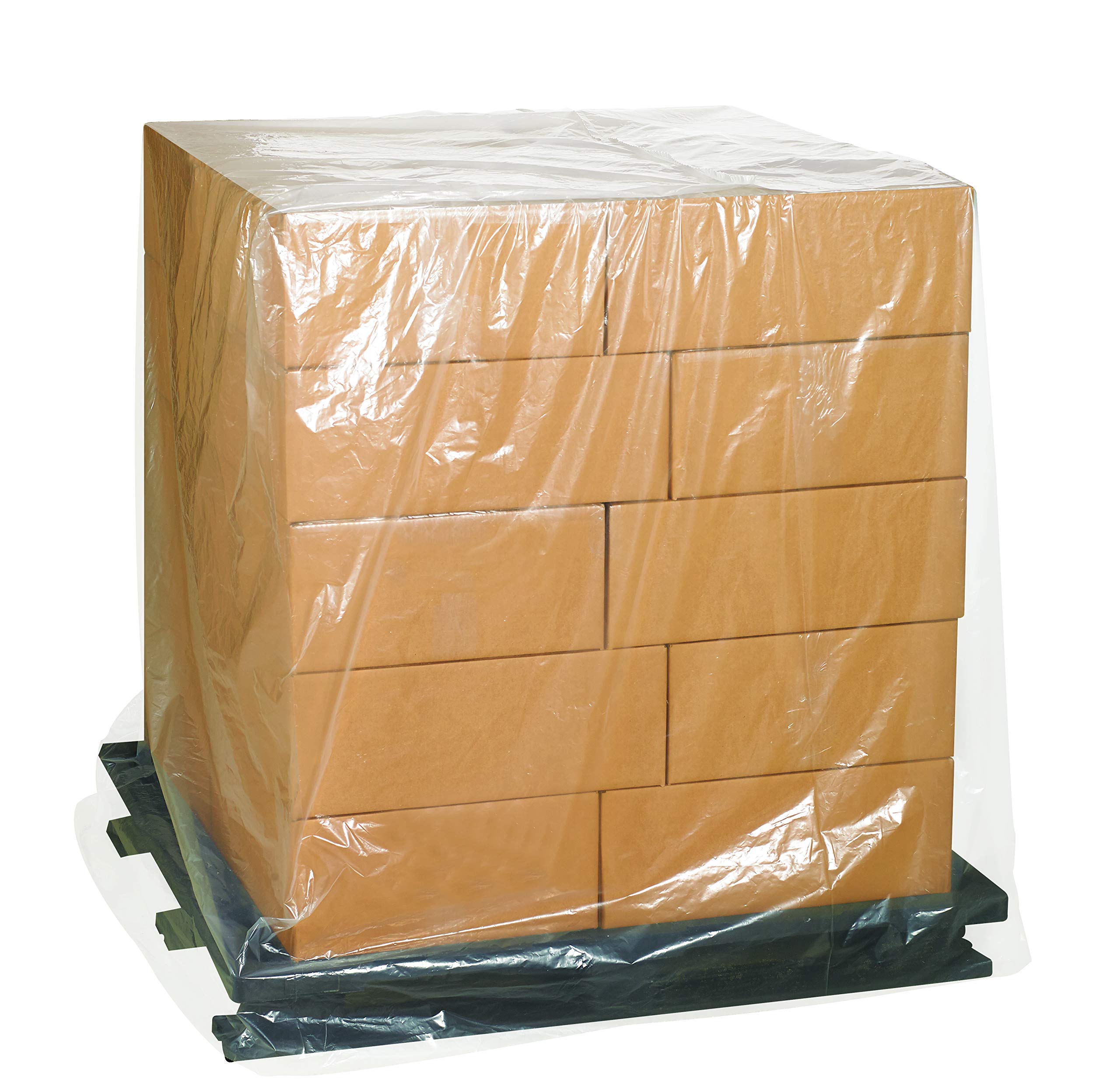 Aviditi 48x42x48 Inch Clear Pallet Covers - 2 Mil Thick Perforated Bin Liners Roll (75 Count) for Shipping & Storage Protection | Ideal for Warehousing, Logistics & Industrial Equipment Safety