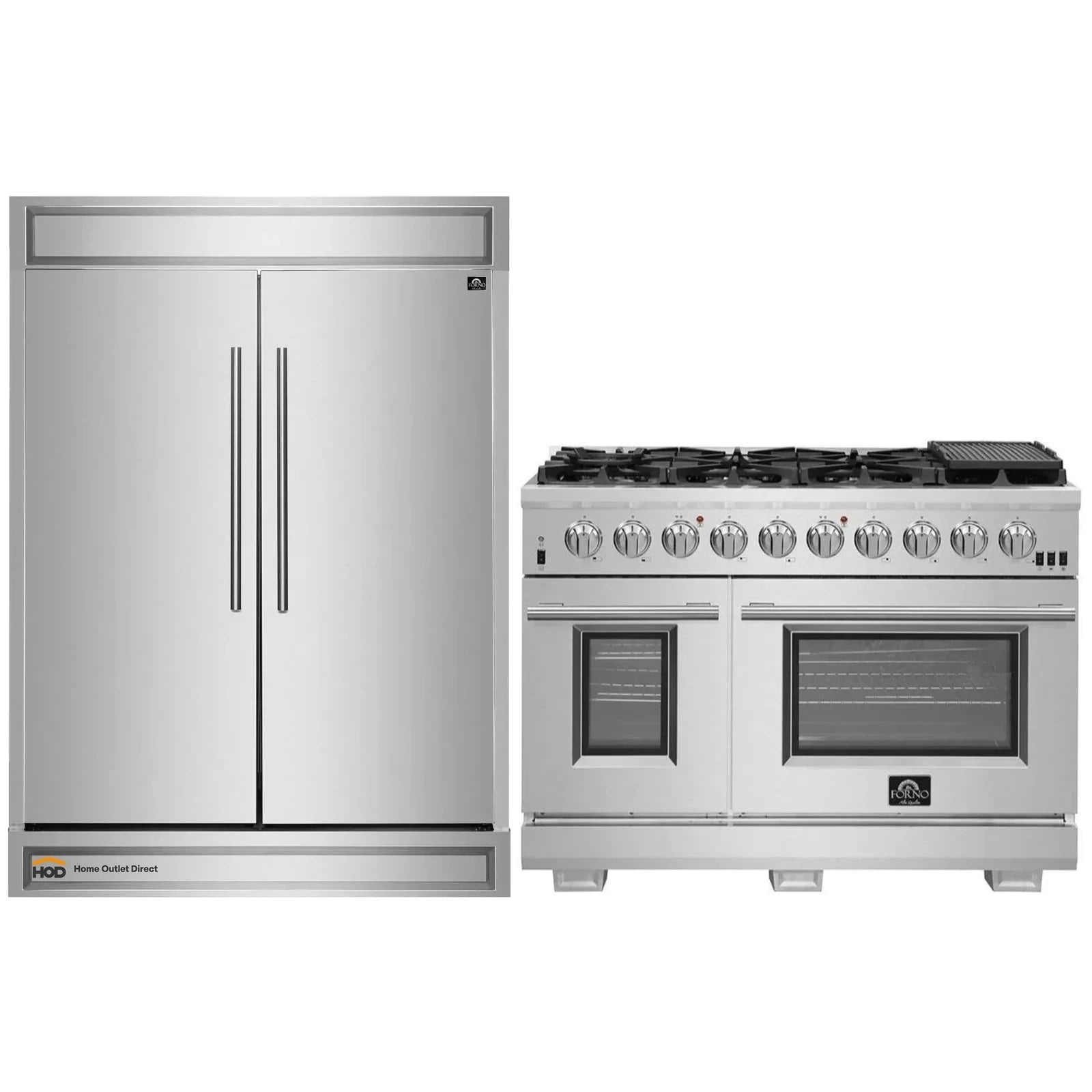 **Forno 48-Inch Gas Range & 60-Inch Built-In Refrigerator 2-Piece Stainless Steel Appliance Package (FBDL 019 06CAUS) – Perfect for Modern Kitchens & Open-Concept Homes**